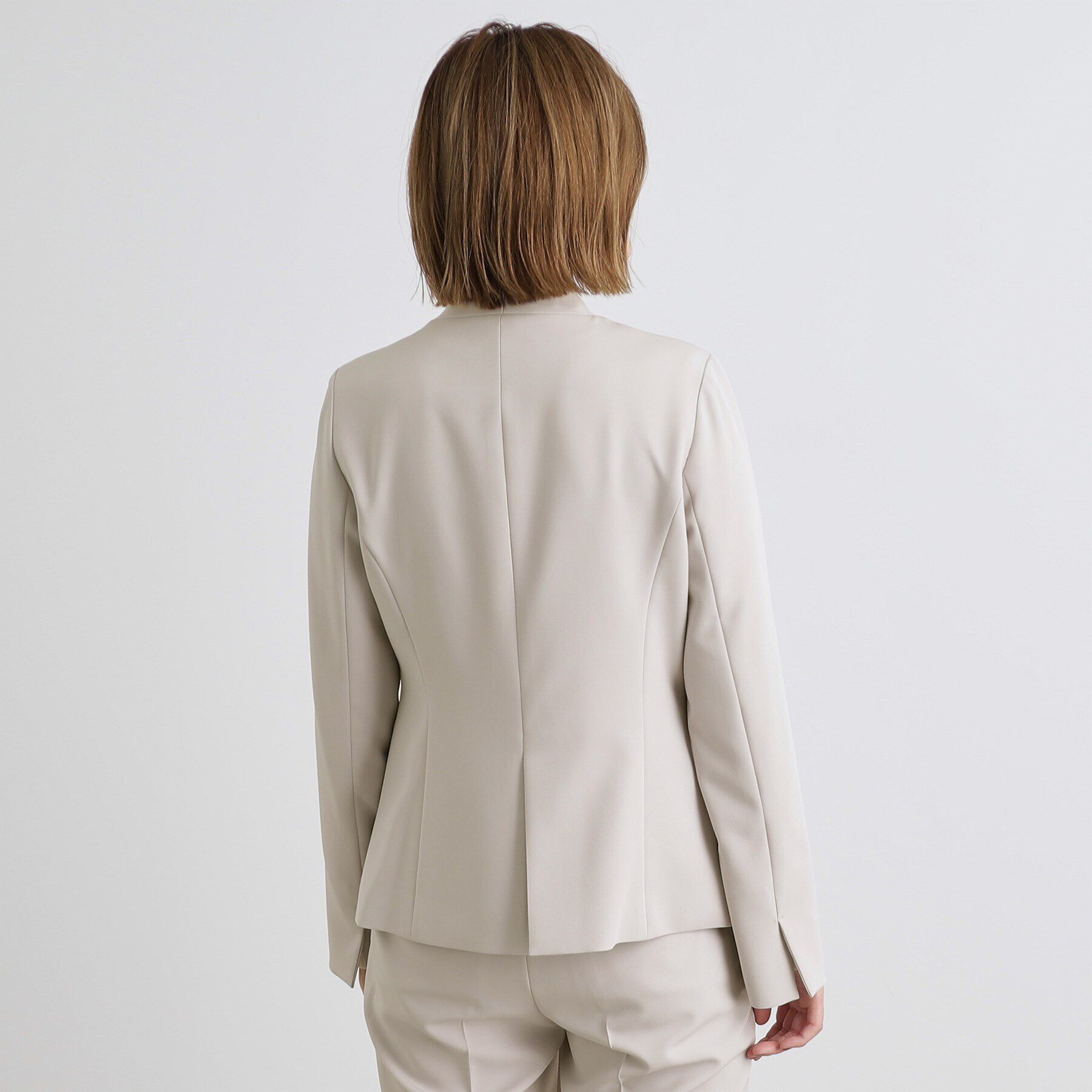 grove「しなやかストレッチ イージーケアジャケット」|ノーカラージャケット|