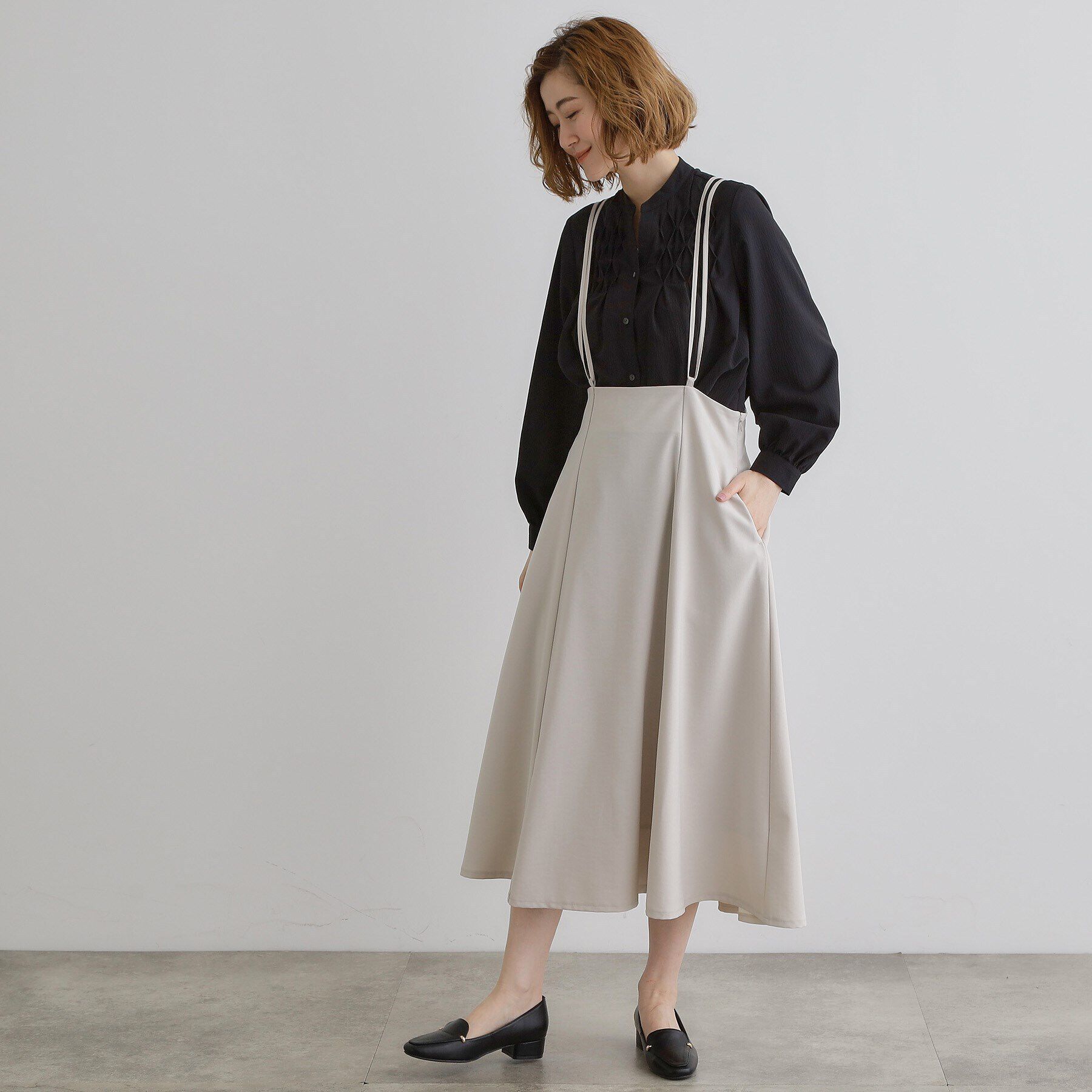 grove「ダブルストラップフレアスカート」|スカート|