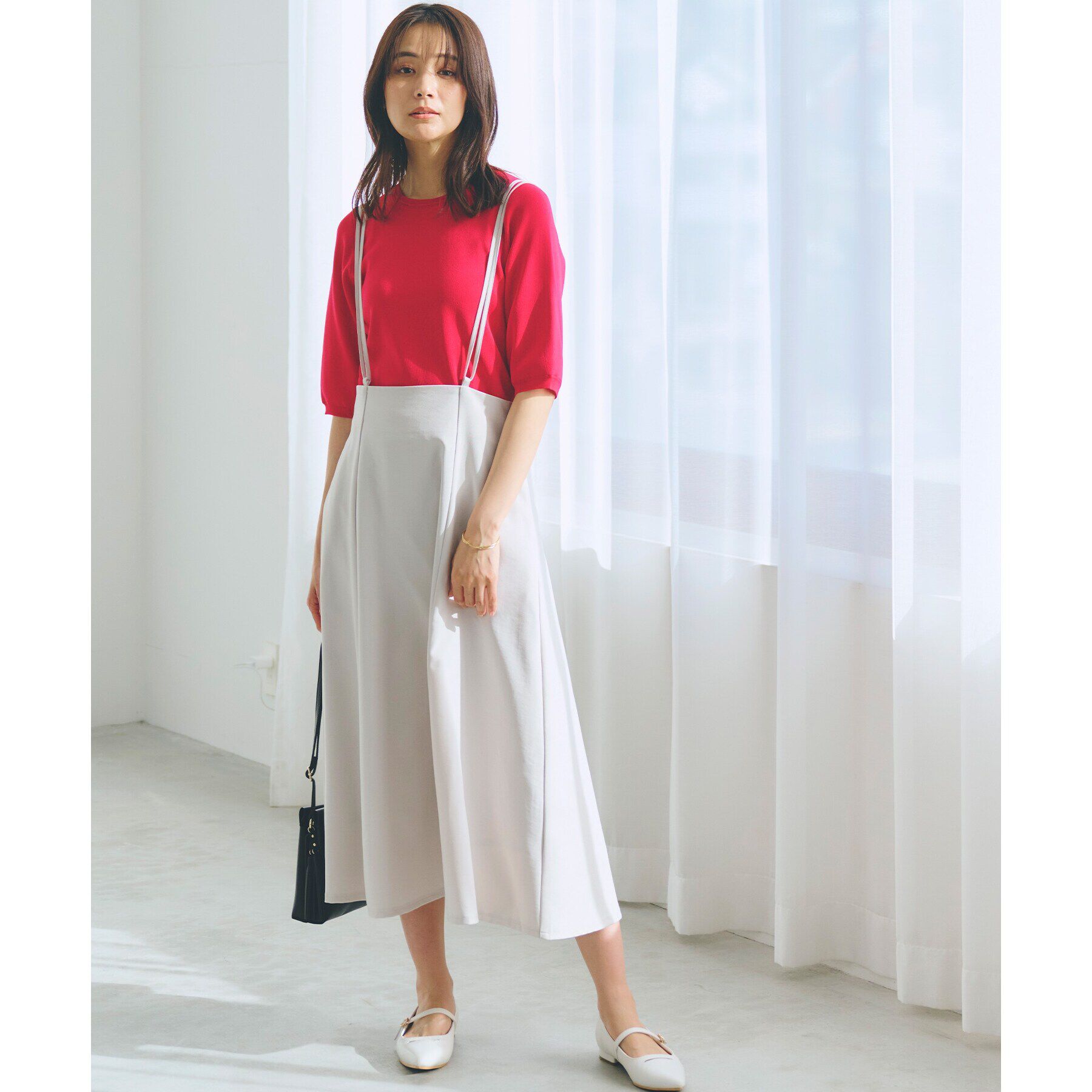 grove「ダブルストラップフレアスカート」|スカート|グレージュ(050)