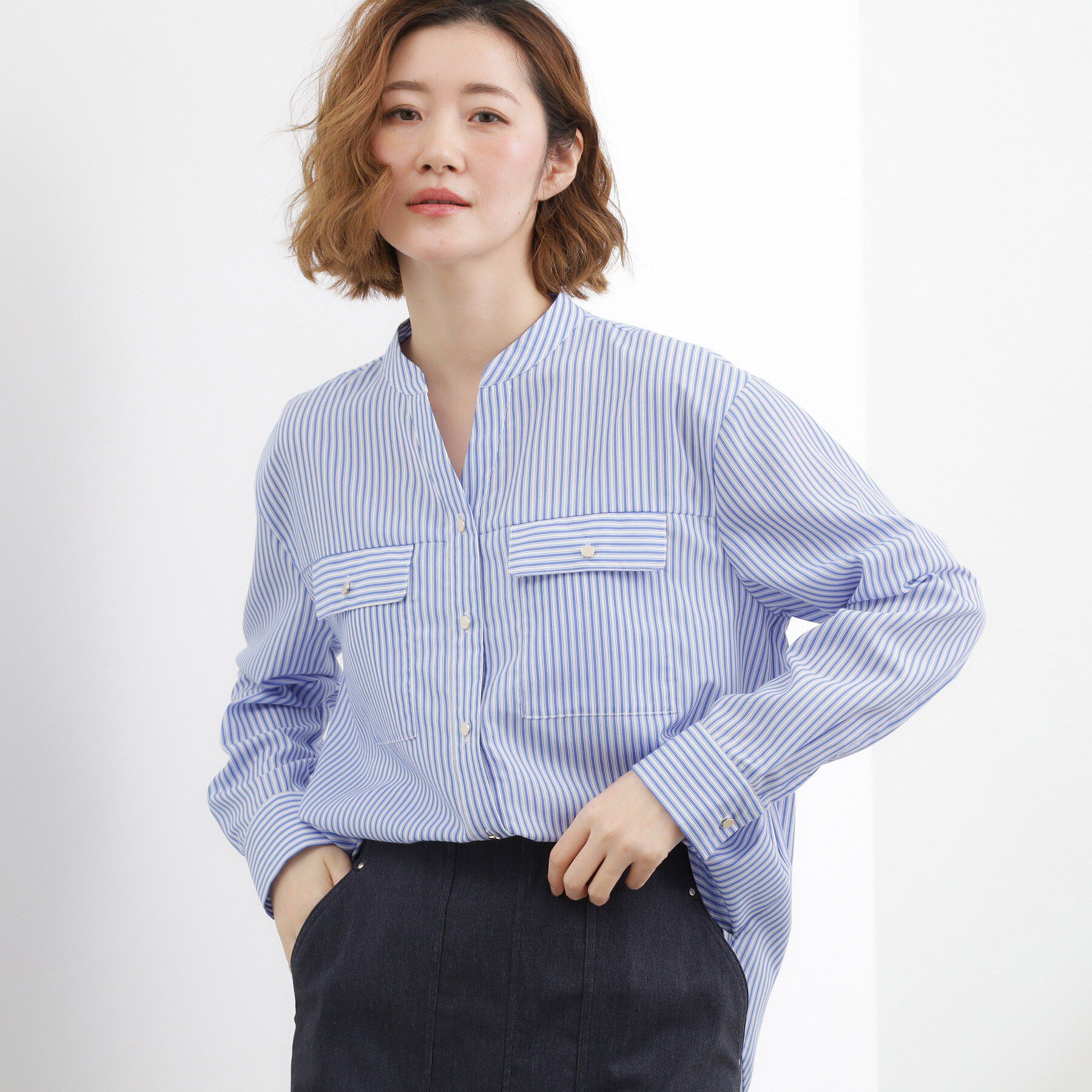 grove「【貴島明日香さん着用】お仕事も普段も。今どきワークシャツブラウス」|シャツ・ブラウス|ブルーロンスト(39