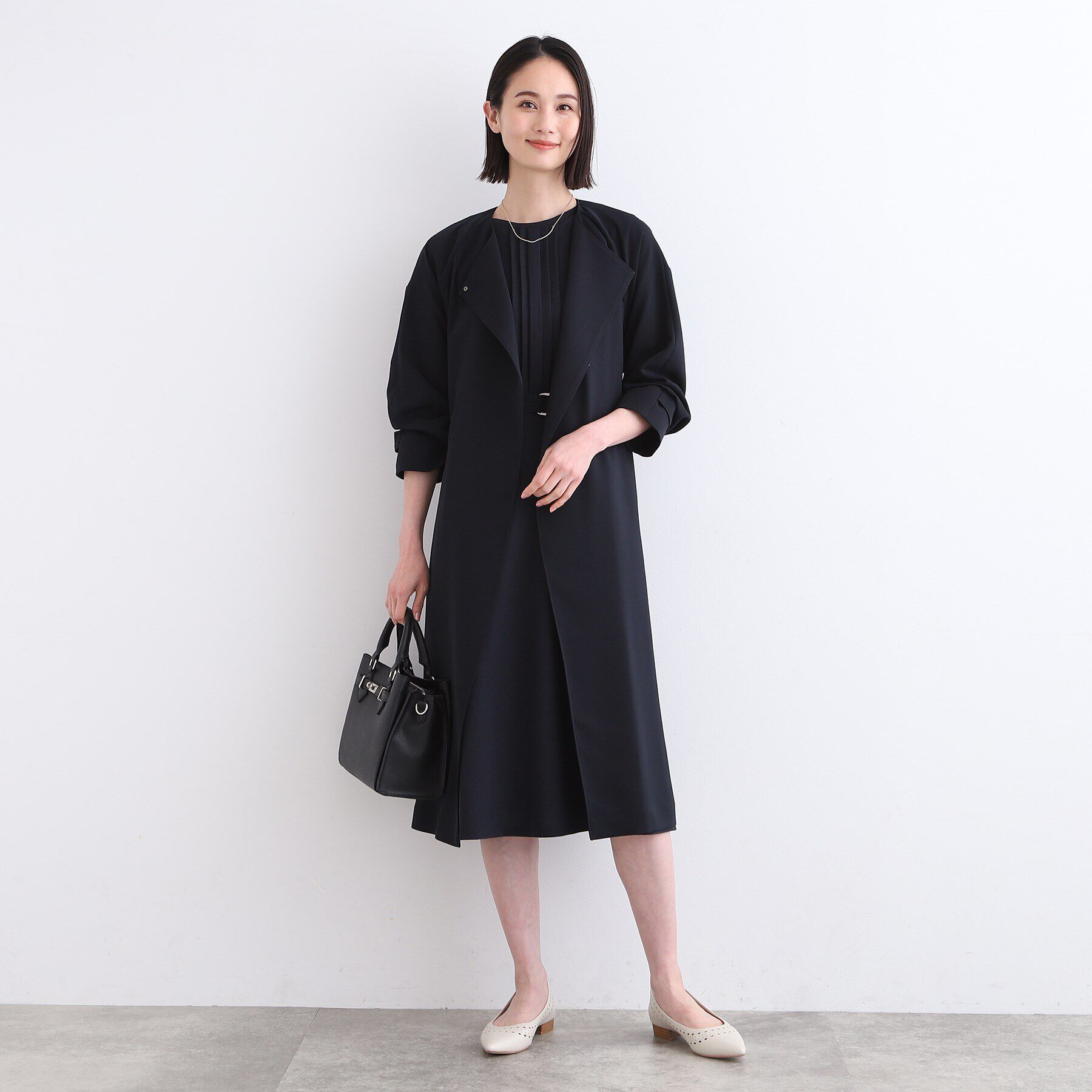 INDIVI「【洗える／UVケア／SETUP可能】ウール調フィット＆フレアワンピース」|ワンピース|