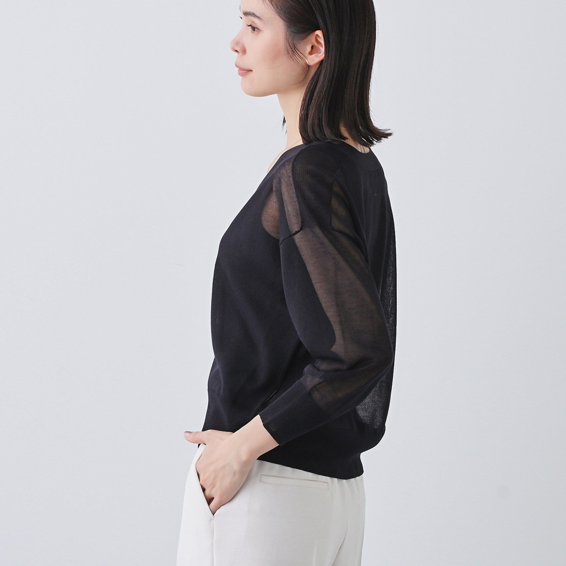 INDIVI「【大人シアーラメ】きれいめニットカーディガン」|カーディガン|