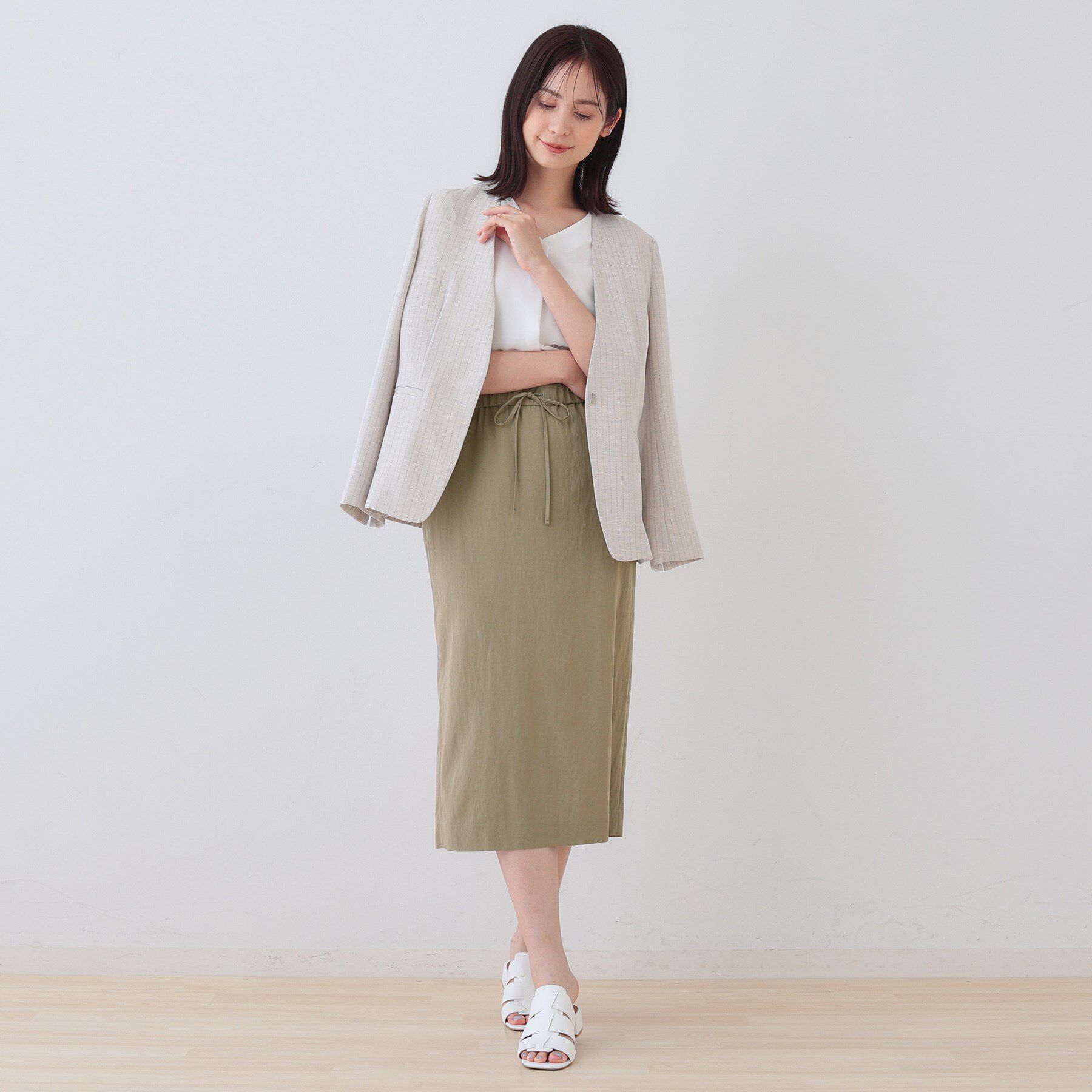 INDIVI「【シワになりにくい】コットンライクストレートスカート」|スカート|