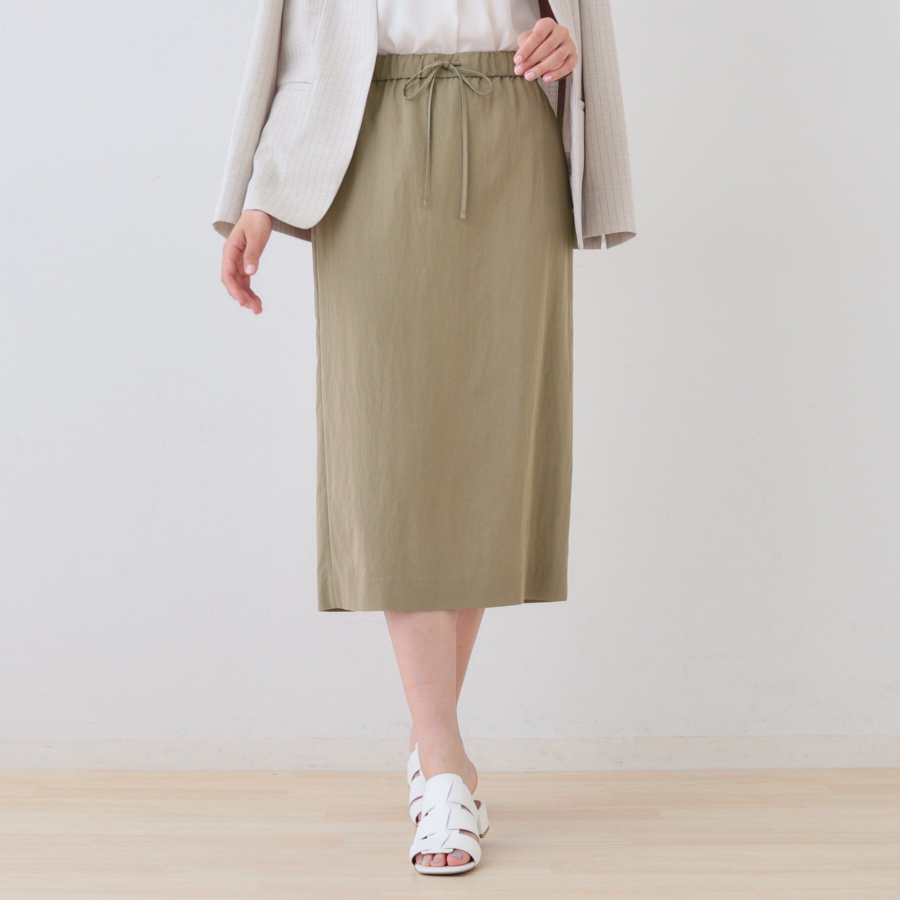 INDIVI「【シワになりにくい】コットンライクストレートスカート」|スカート|トープ(054)