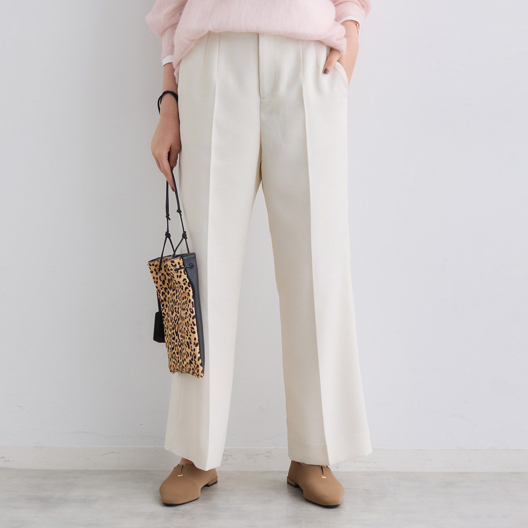 INDIVI「【褒められパンツ/ウール調素材】ラメ混ワイドパンツ」|その他|