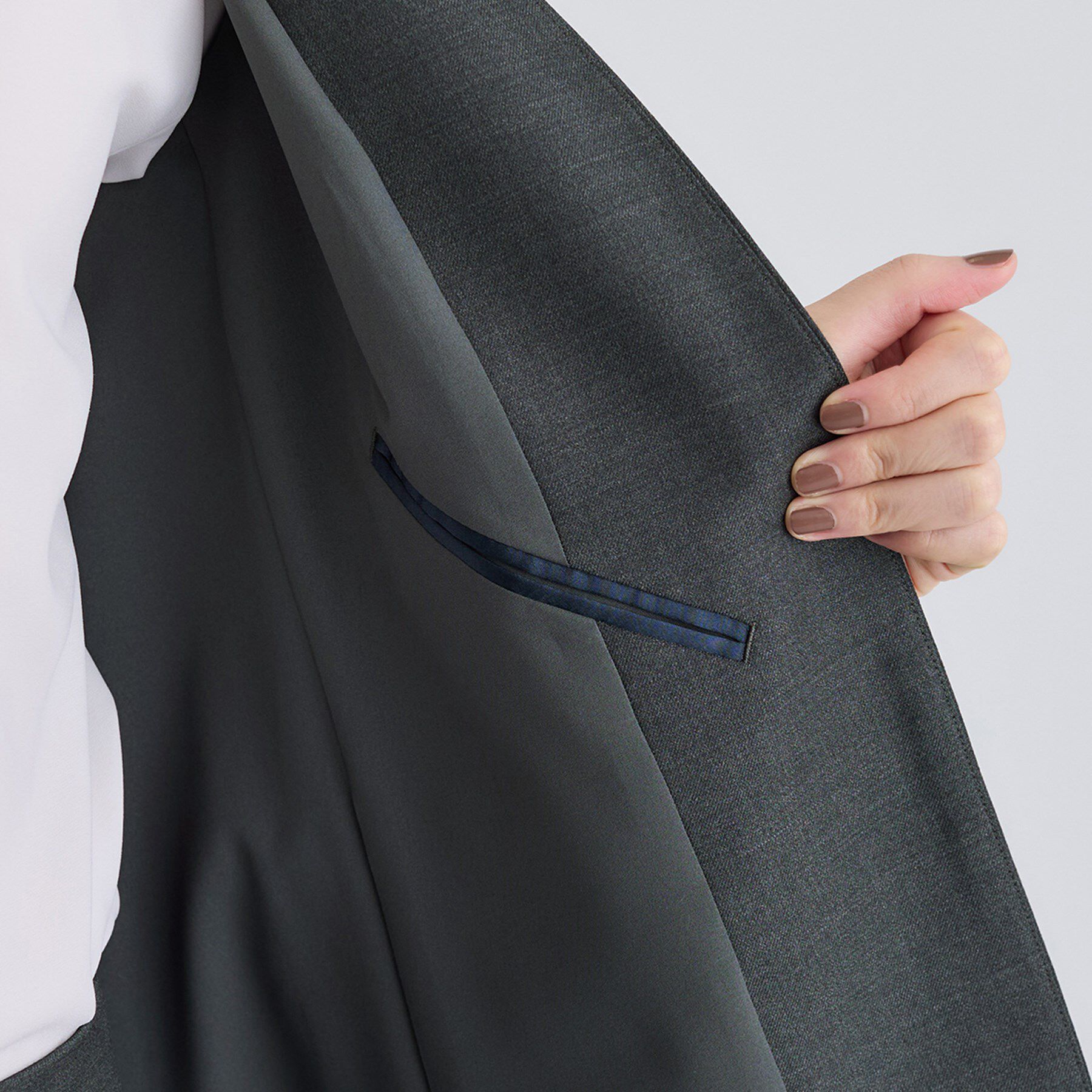 INDIVI「【日本製／スーツ／通勤】シルクウールストレッチ ノーカラージャケット」|スーツ|