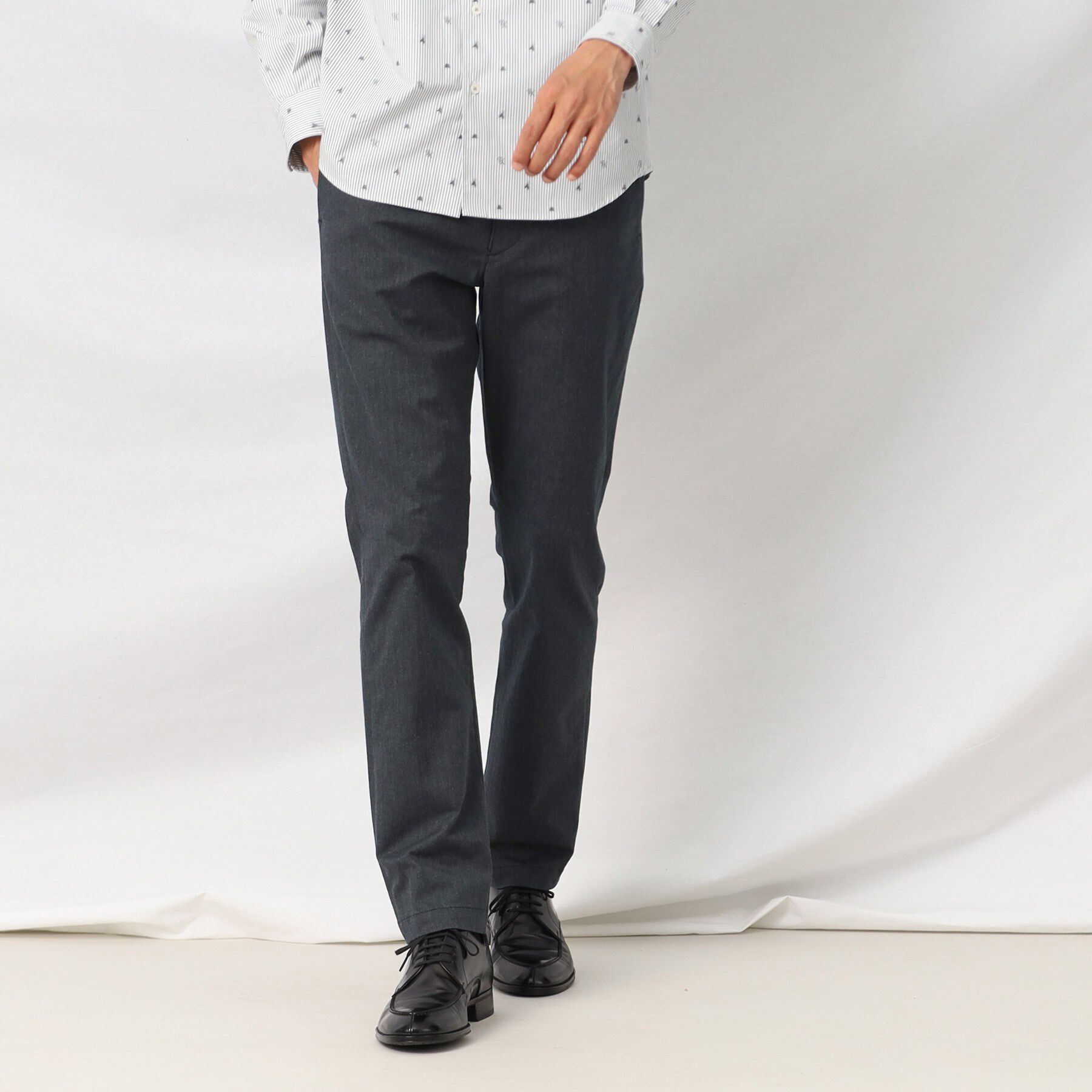 TAKEO KIKUCHI「【Made in JAPAN】播州織 ヘリンボン ストレート パンツ」|その他|ネイビー(093)