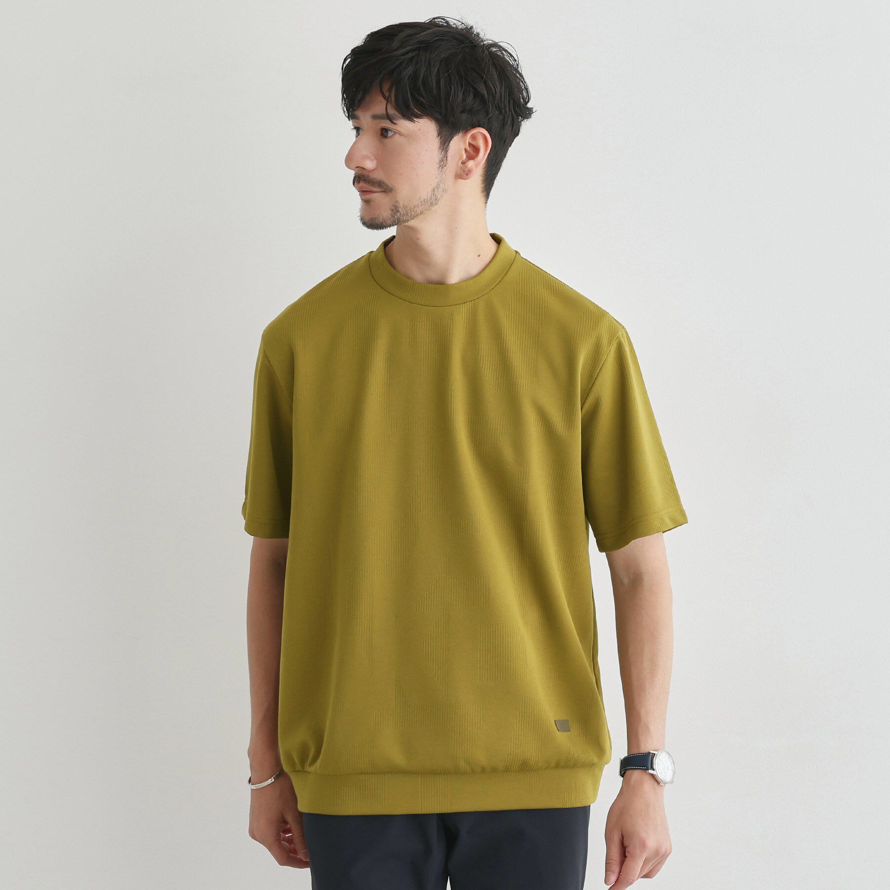 TAKEO KIKUCHI「【尾州ファブリック】 スライドパズル柄 ポンチ プルオーバー」|Tシャツ・カットソー|カーキ(029)