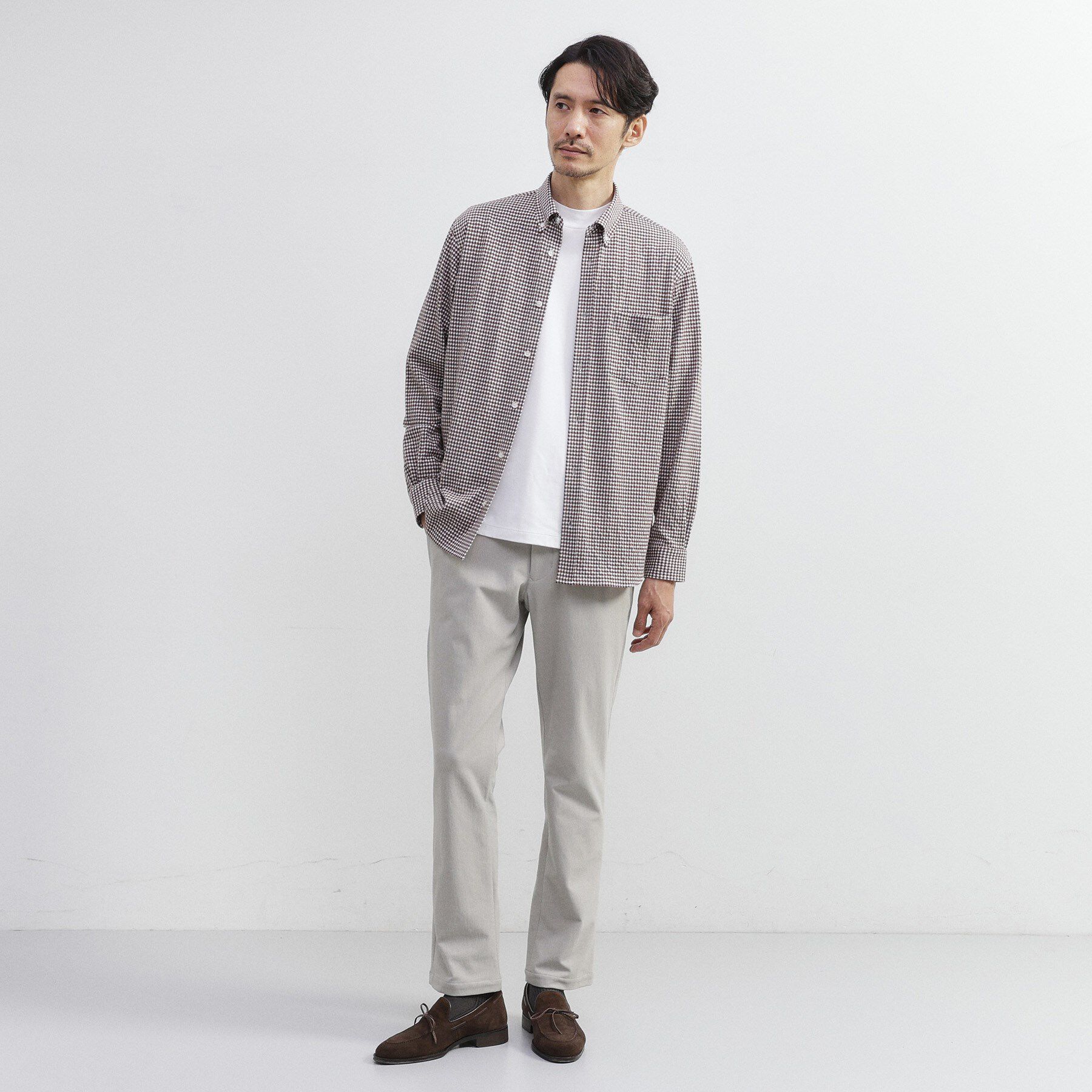 TAKEO KIKUCHI「【抗菌防臭/シーズンレス】シアサッカーギンガムチェック ストレッチシャツ」|シャツ・ブラウス|