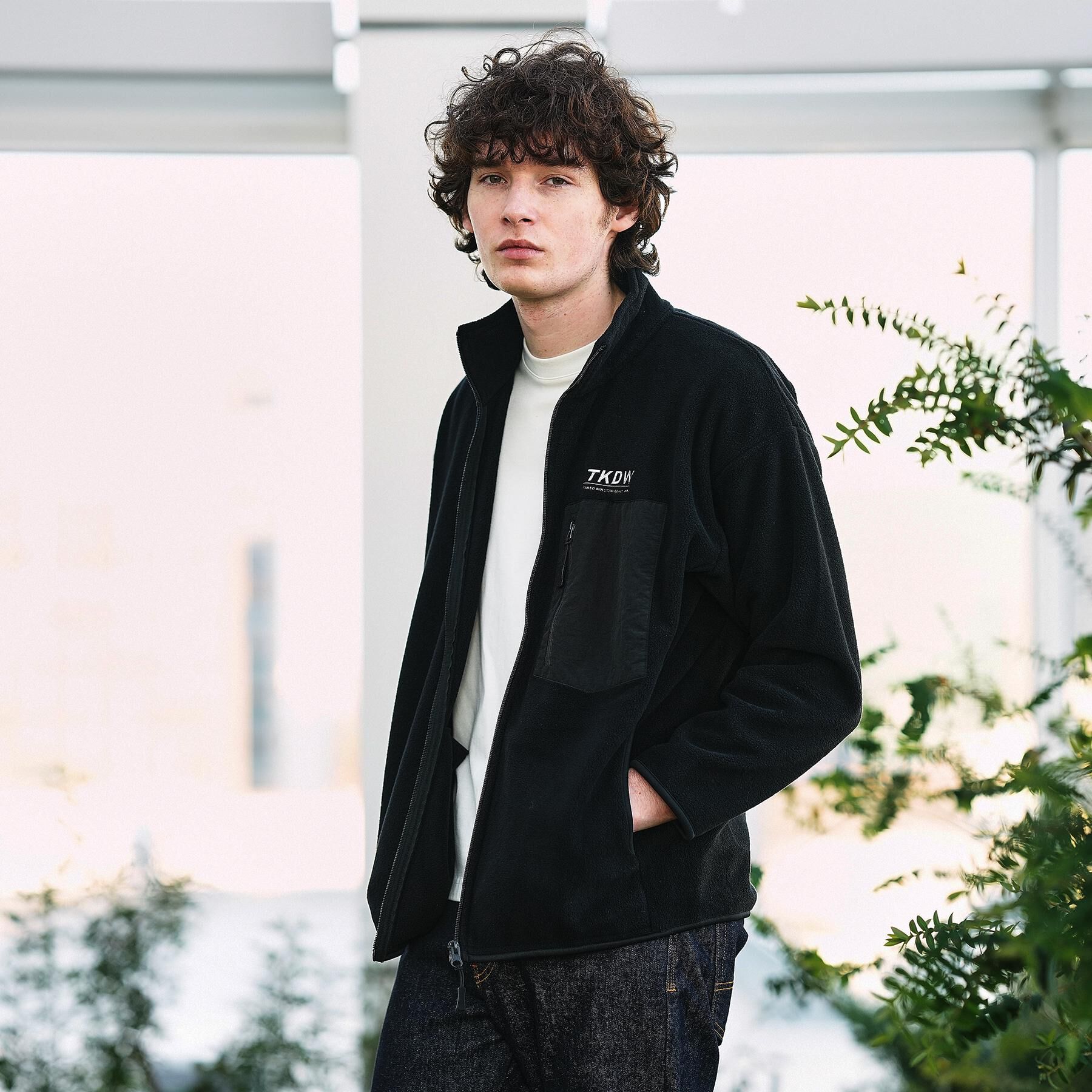 TAKEO KIKUCHI「TKDWフリースジャケット」|ブルゾン・スタジャン|ブラック(019)