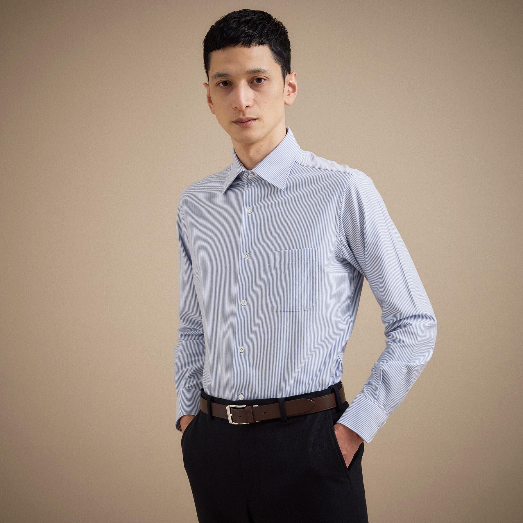 TAKEO KIKUCHI「ハイゲージオックスストライプシャツ」|シャツ・ブラウス|ブルー(392)