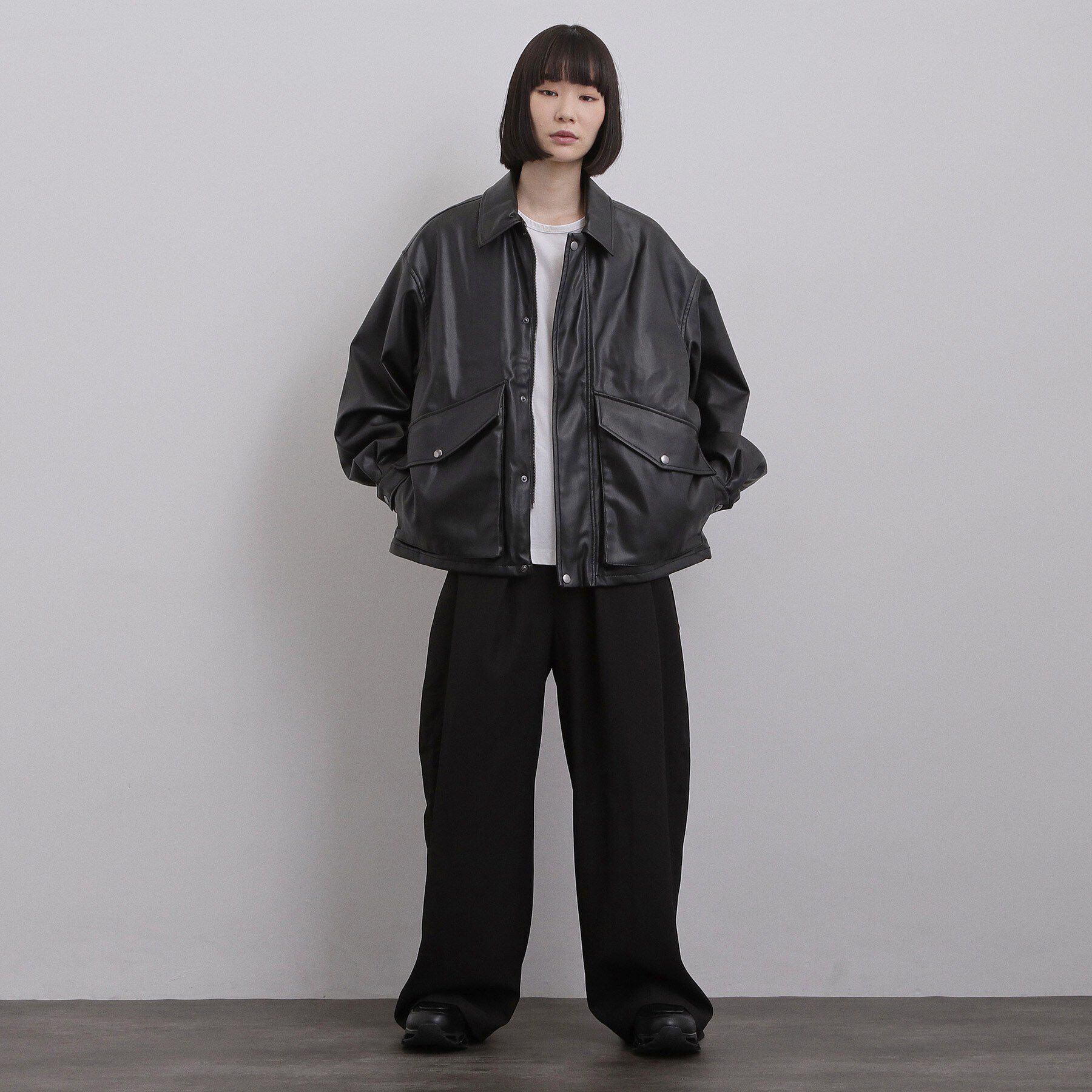 tk.TAKEO KIKUCHI「シンセティックレザーフライトジャケット」|ブルゾン・スタジャン|