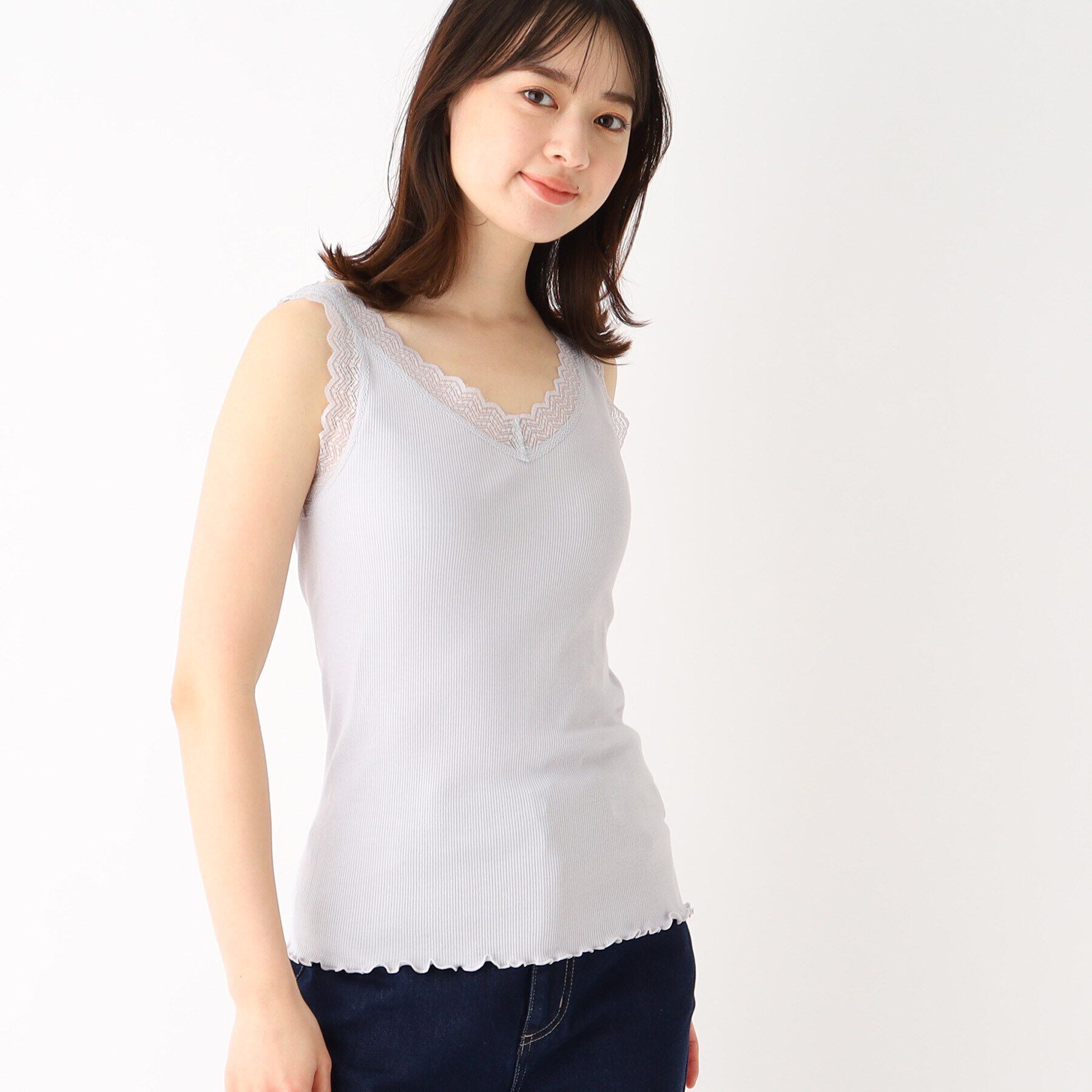 index「前後2WAYレースタンクトップ【洗濯機洗い可】」|キャミソール|ライトブルー(891