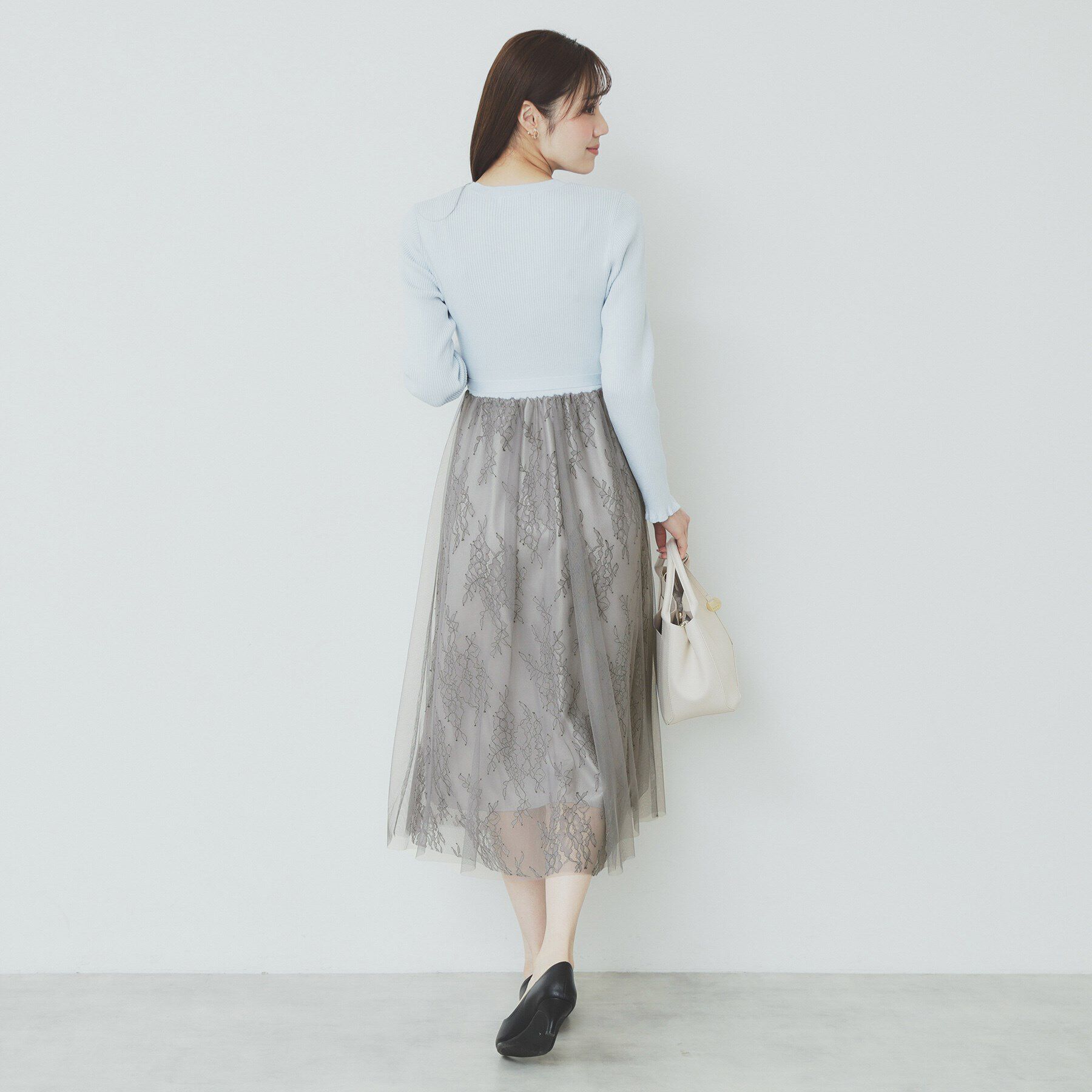 index「チュールレーススカートドッキングワンピース【洗濯機洗い可】」|ワンピース|