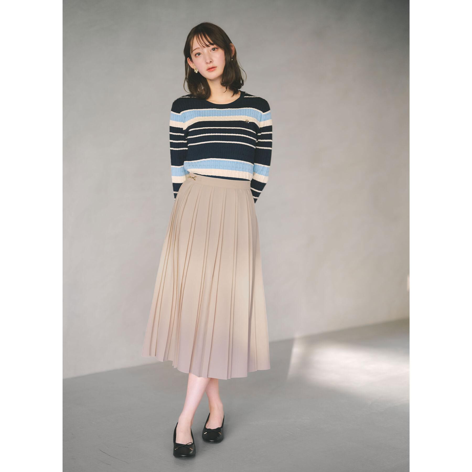 index「ランダムボーダーケーブルニット【洗濯機OK/抗ピル】」|ニット・セーター|