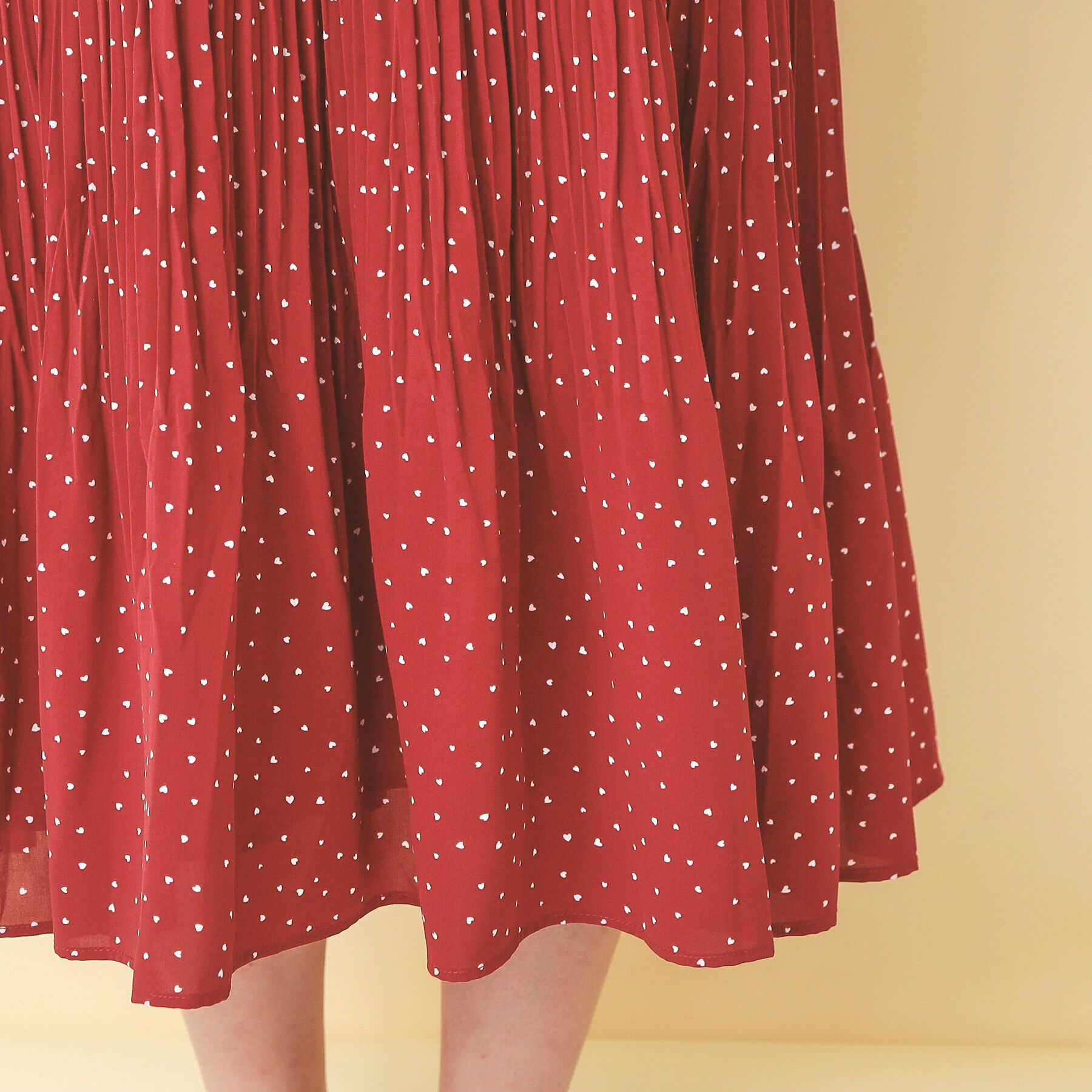 index「ハートドットバルーンスリーブワンピース【洗濯機OK／イージーアイロン】」|ワンピース|