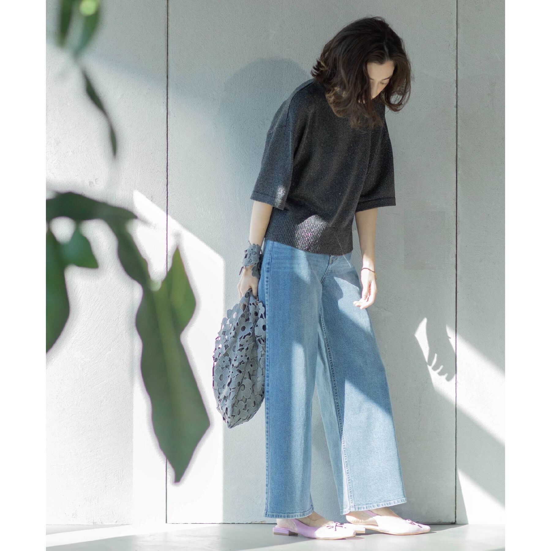 OPAQUE.CLIP「《SS-LLsize》ストレッチバギーデニム【洗濯機洗い可】」|デニム|