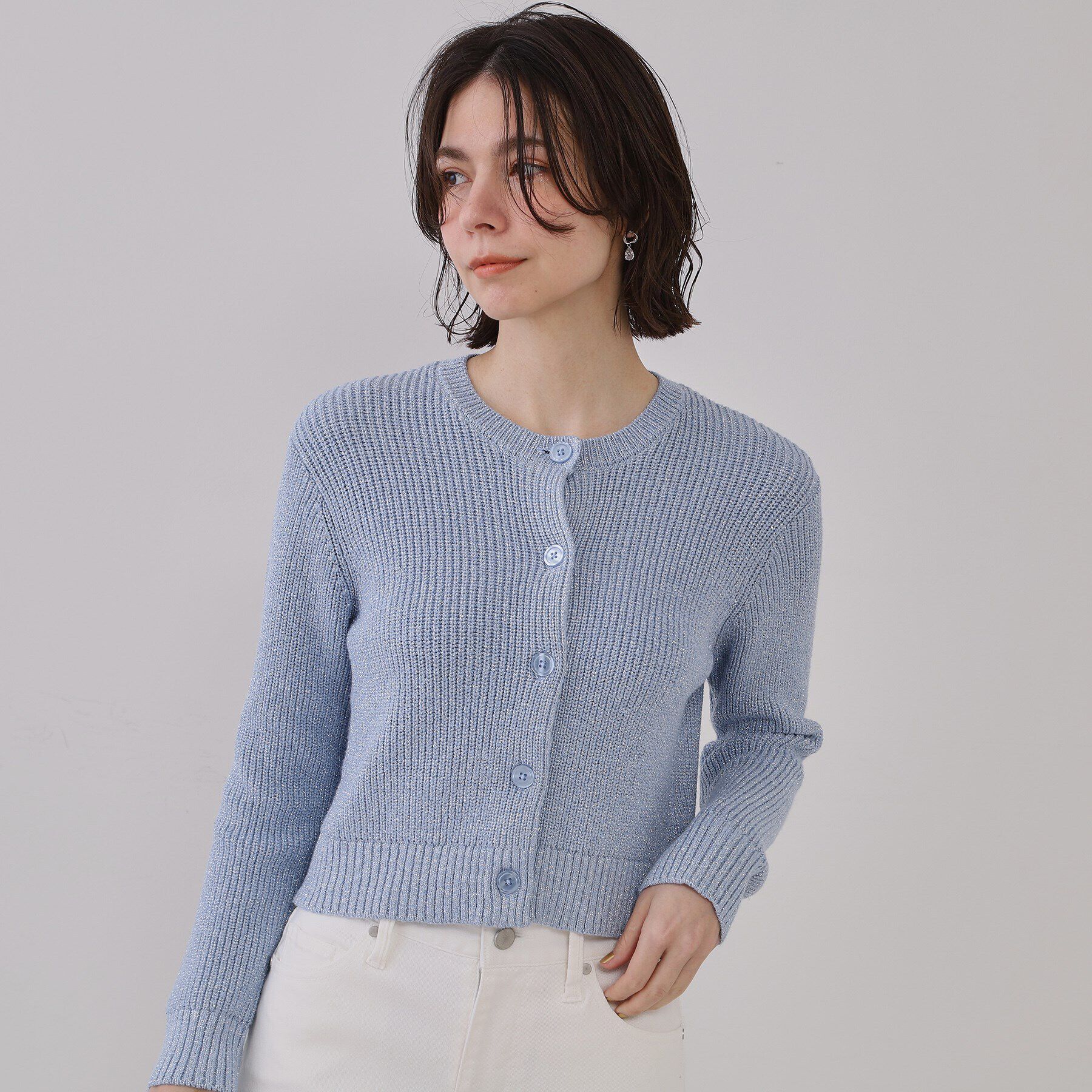 OPAQUE.CLIP「ラメヤーンニットカーディガン【洗濯機洗い可】」|カーディガン|