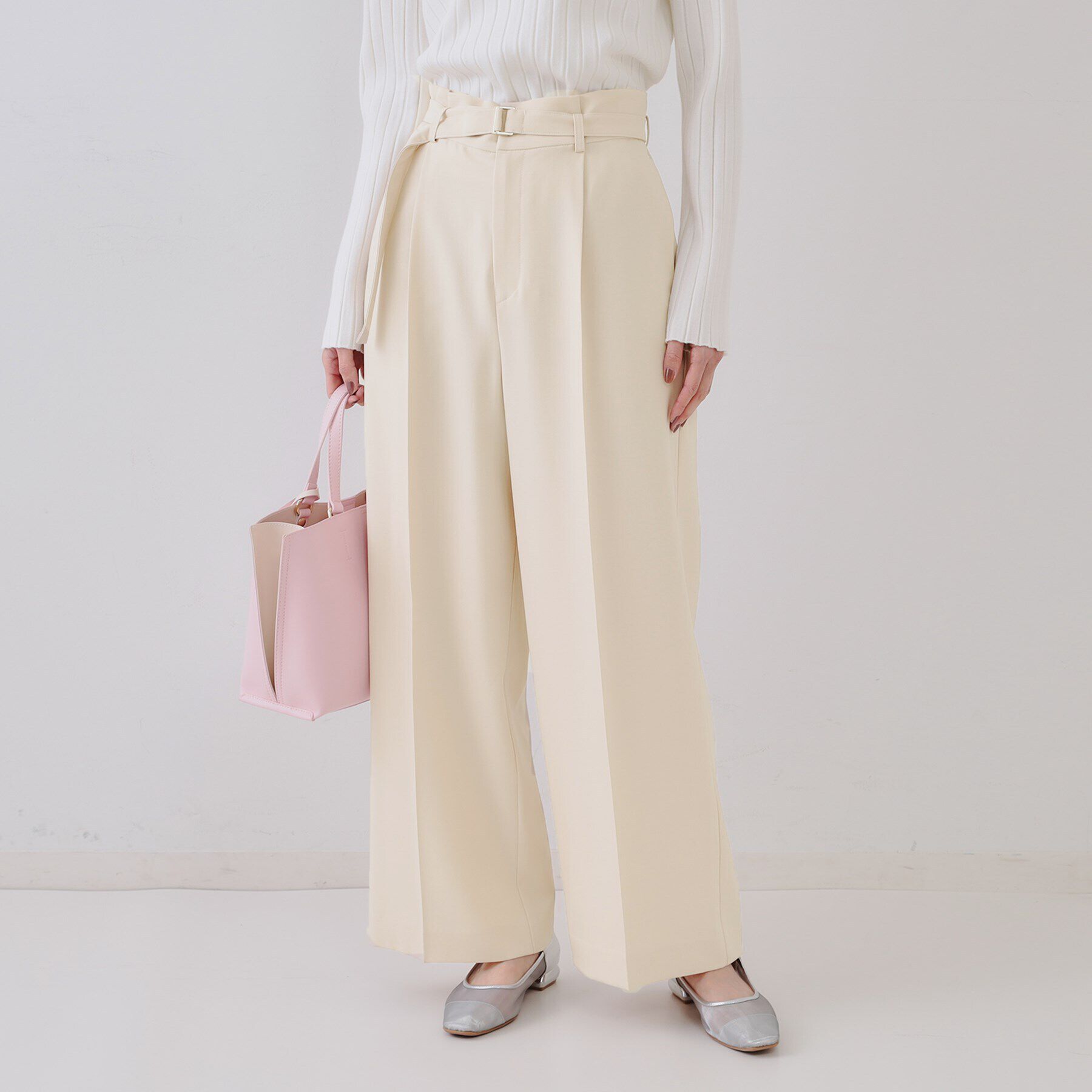 OPAQUE.CLIP「ベルト付きタックワイドパンツ/セットアップ対応【洗濯機洗い可】」|その他|