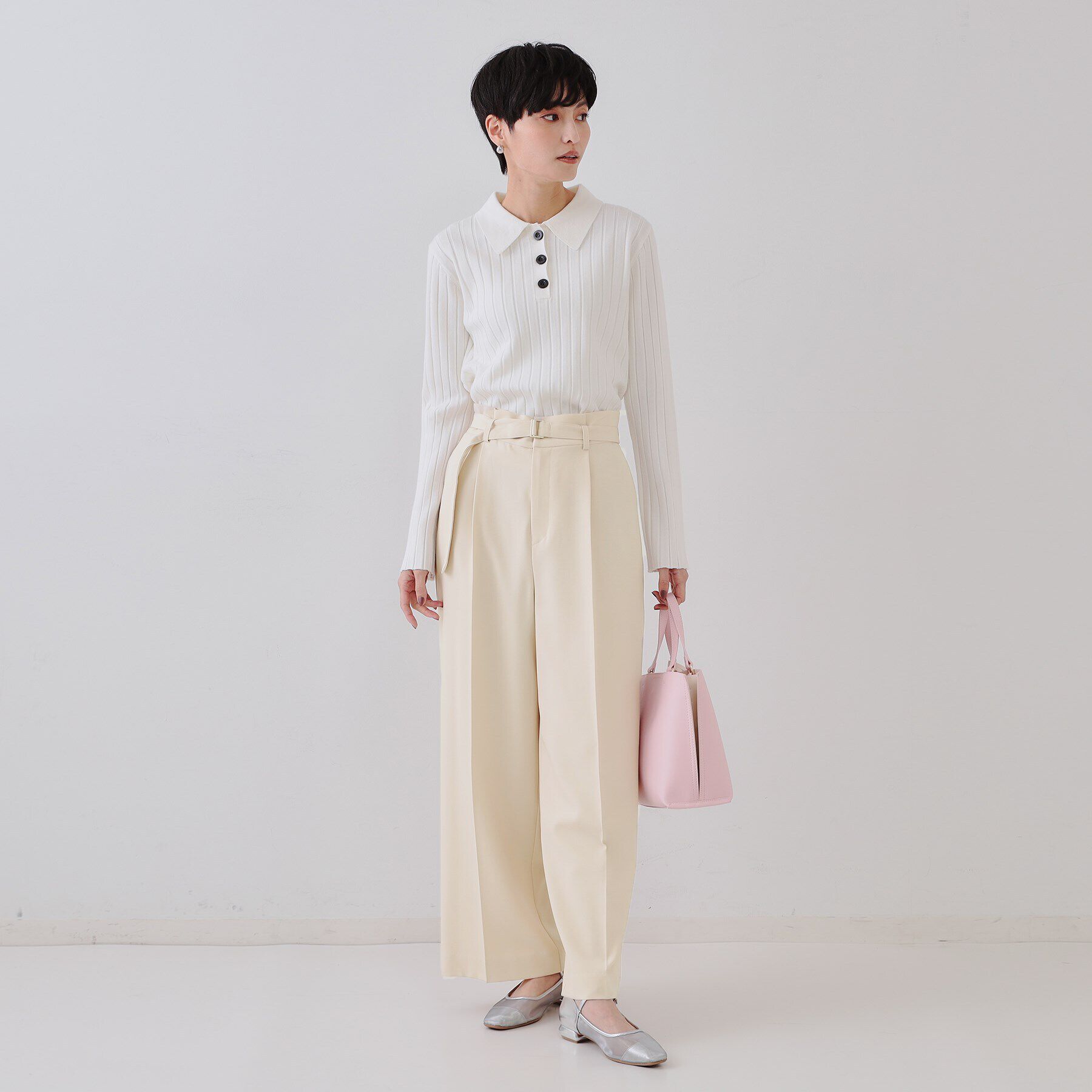 OPAQUE.CLIP「ベルト付きタックワイドパンツ/セットアップ対応【洗濯機洗い可】」|その他|