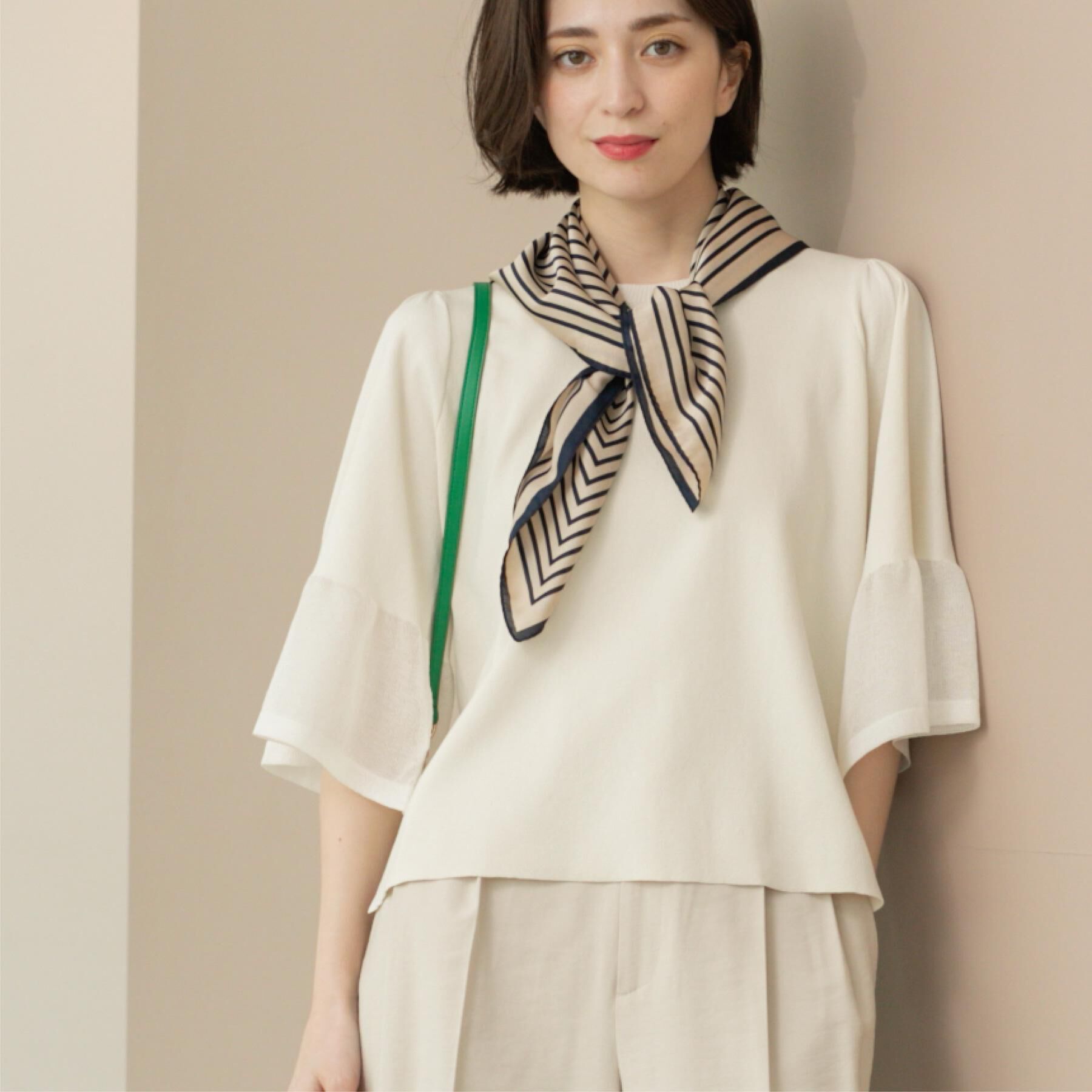 OPAQUE.CLIP「《5色展開》シアーフレアスリーブニット【洗濯機洗い可】」|ニット・セーター|