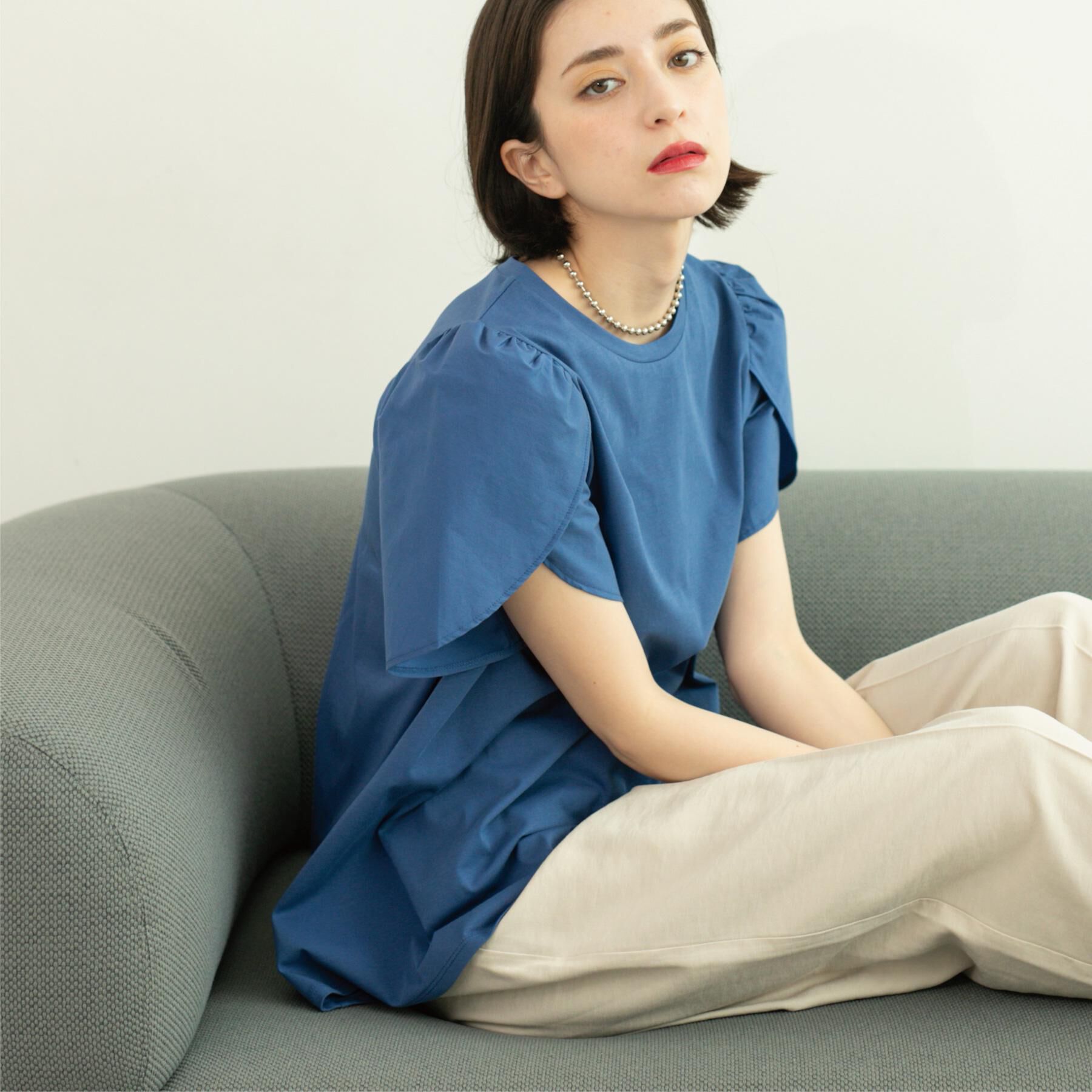 OPAQUE.CLIP「チューリップスリーブドッキングカットソー【洗濯機洗い可/接触冷感】」|Tシャツ・カットソー|