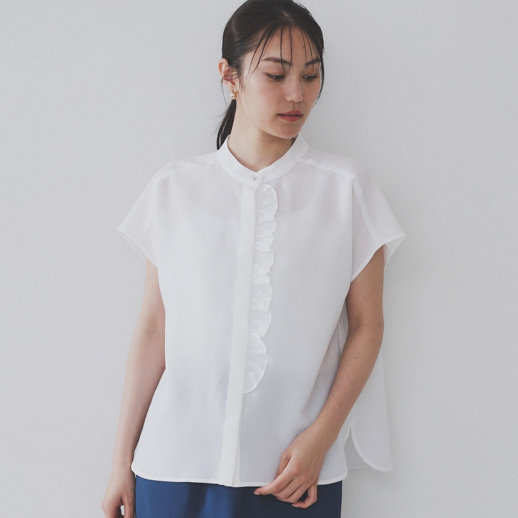 OPAQUE.CLIP「リネンライクフロントフリルブラウス【洗濯機洗い可/吸水速乾/接触冷感】」|シャツ・ブラウス|