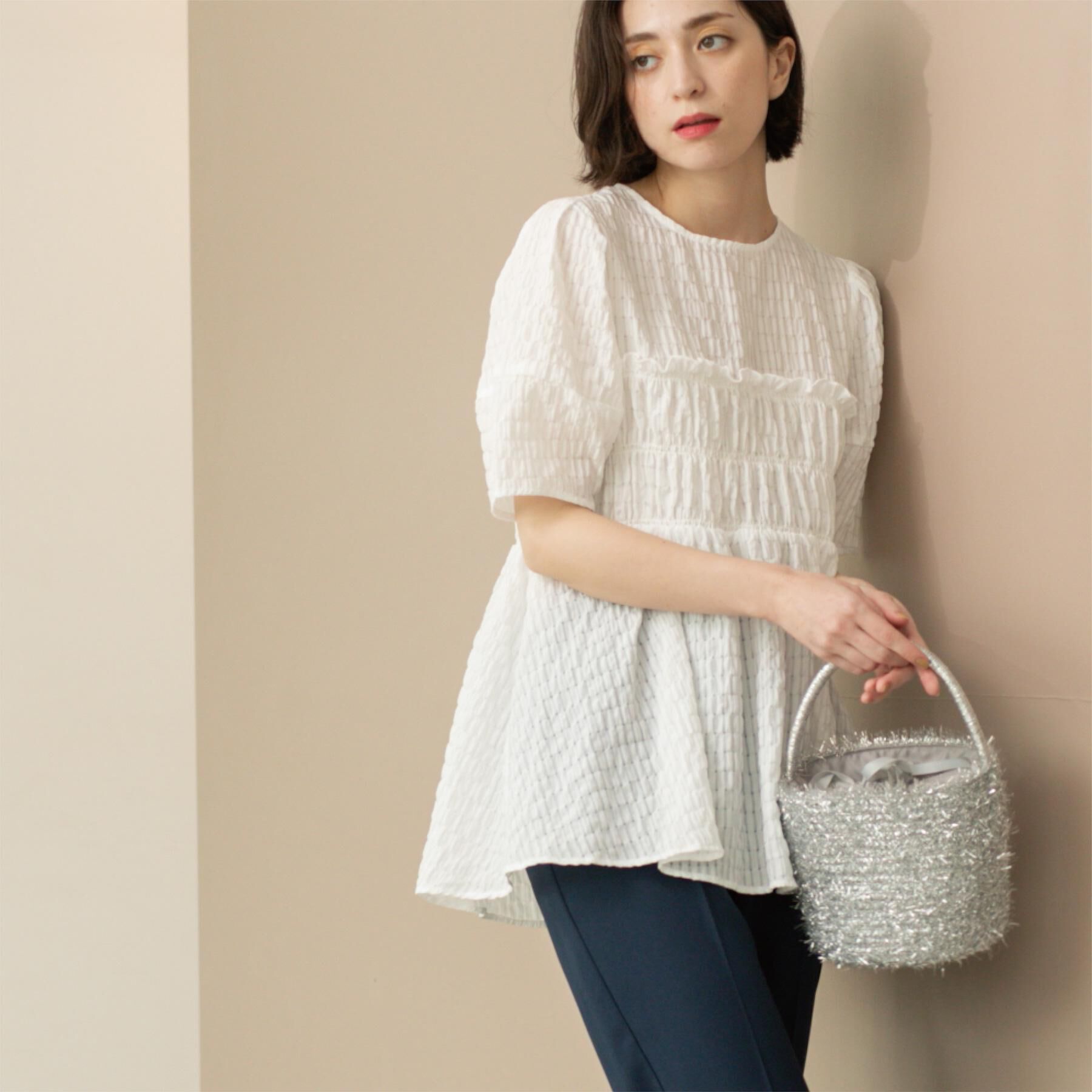 OPAQUE.CLIP「シャーリングペプラムブラウス【洗濯機洗い可】」|シャツ・ブラウス|