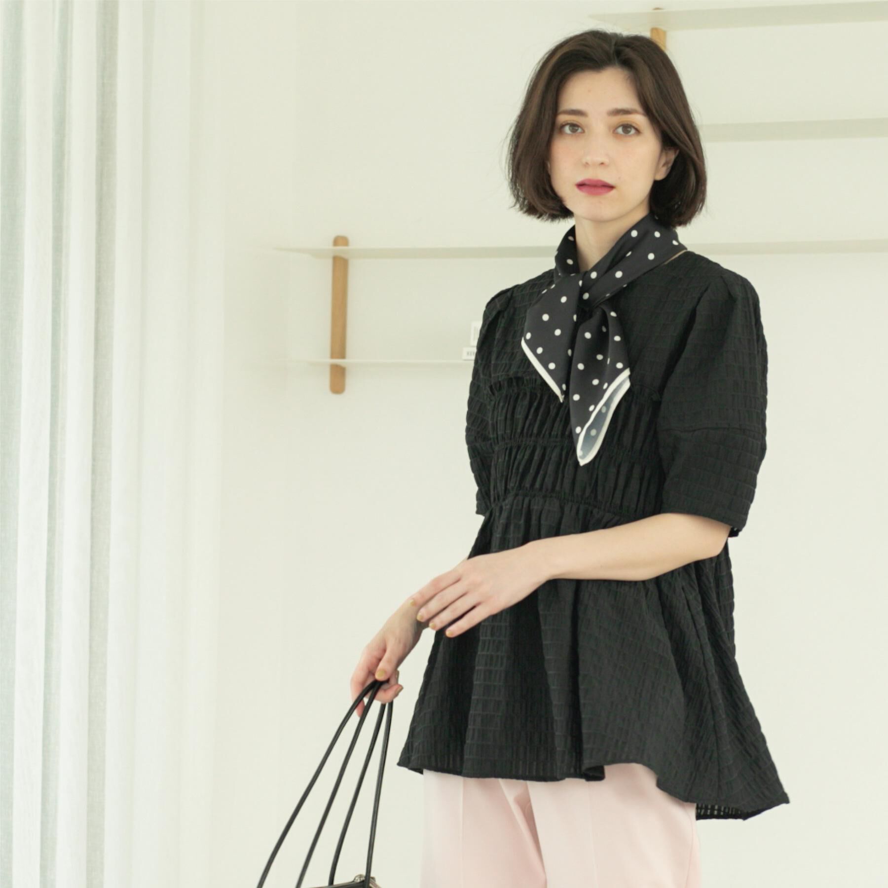 OPAQUE.CLIP「シャーリングペプラムブラウス【洗濯機洗い可】」|シャツ・ブラウス|