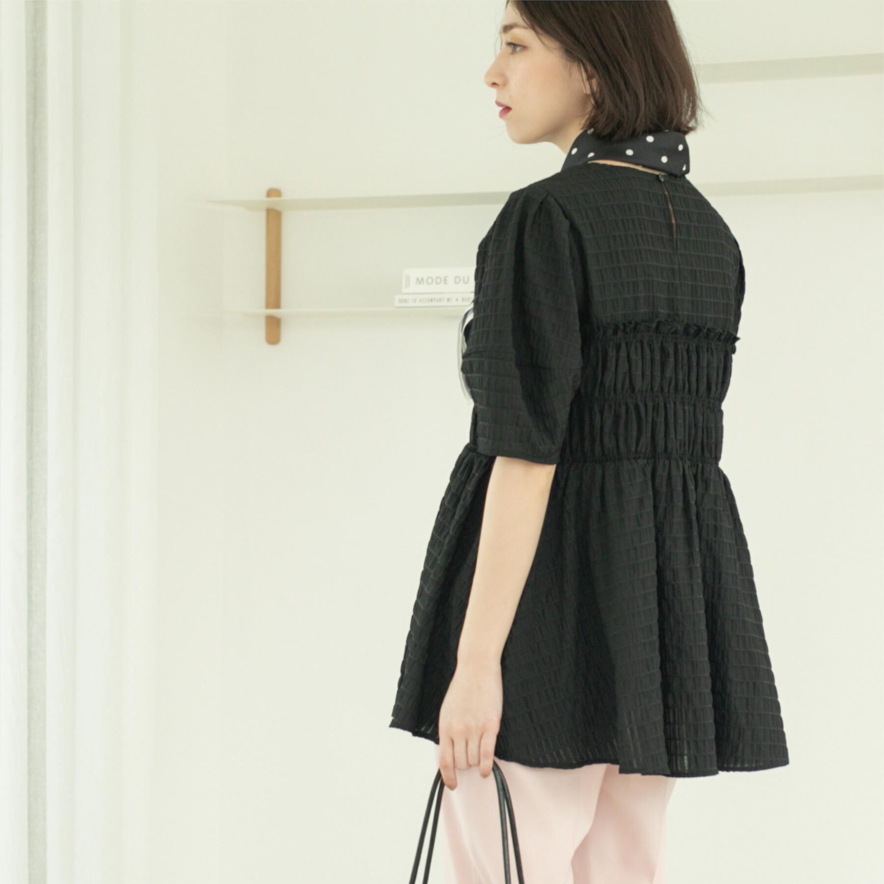 OPAQUE.CLIP「シャーリングペプラムブラウス【洗濯機洗い可】」|シャツ・ブラウス|