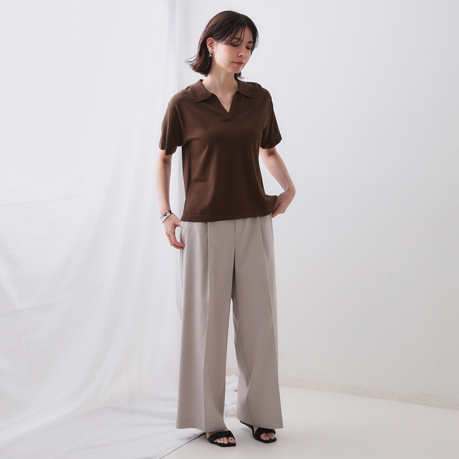 OPAQUE.CLIP「スキッパーニット【UV/接触冷感/抗ピル/洗濯機洗い可】」|ニット・セーター|