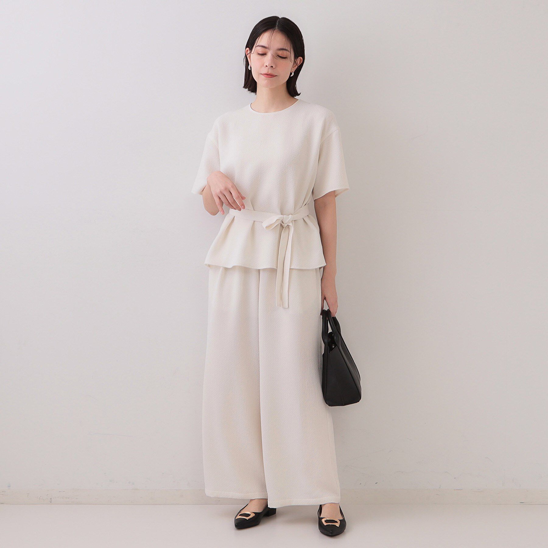 OPAQUE.CLIP「ストレッチジャカードイージーワイドパンツ/セットアップ対応可【洗濯機洗い可】」|その他|