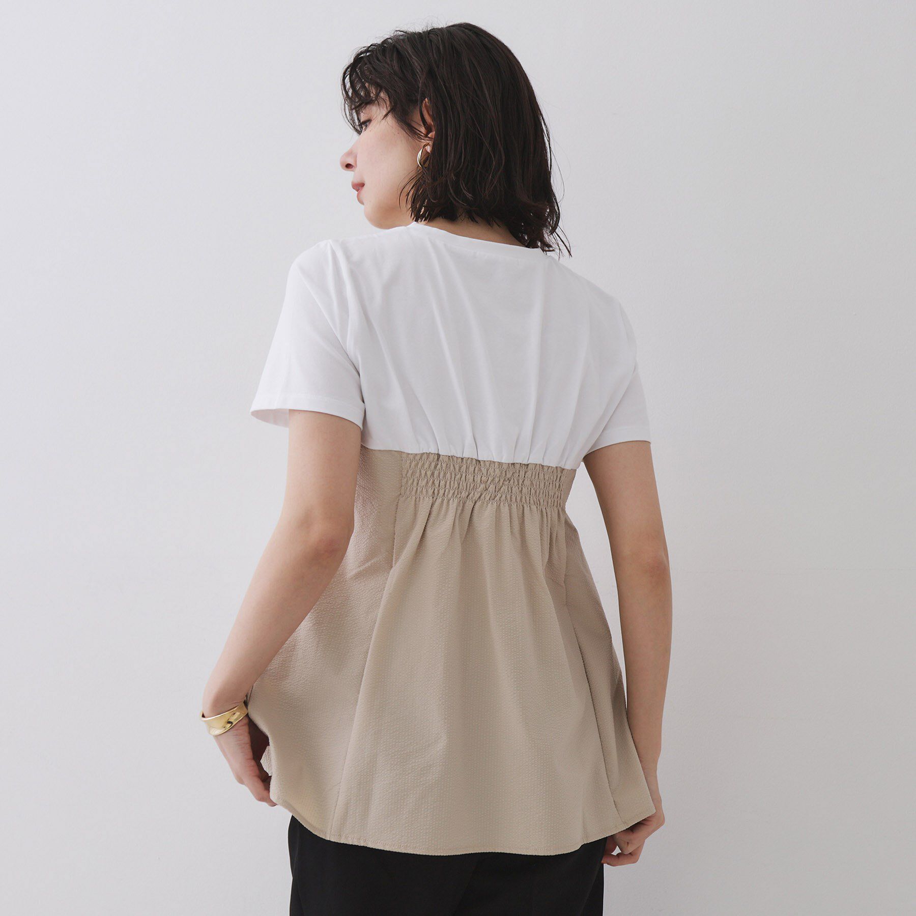 OPAQUE.CLIP「配色ビスチェドッキングカットソー【洗濯機洗い可】」|Tシャツ・カットソー|