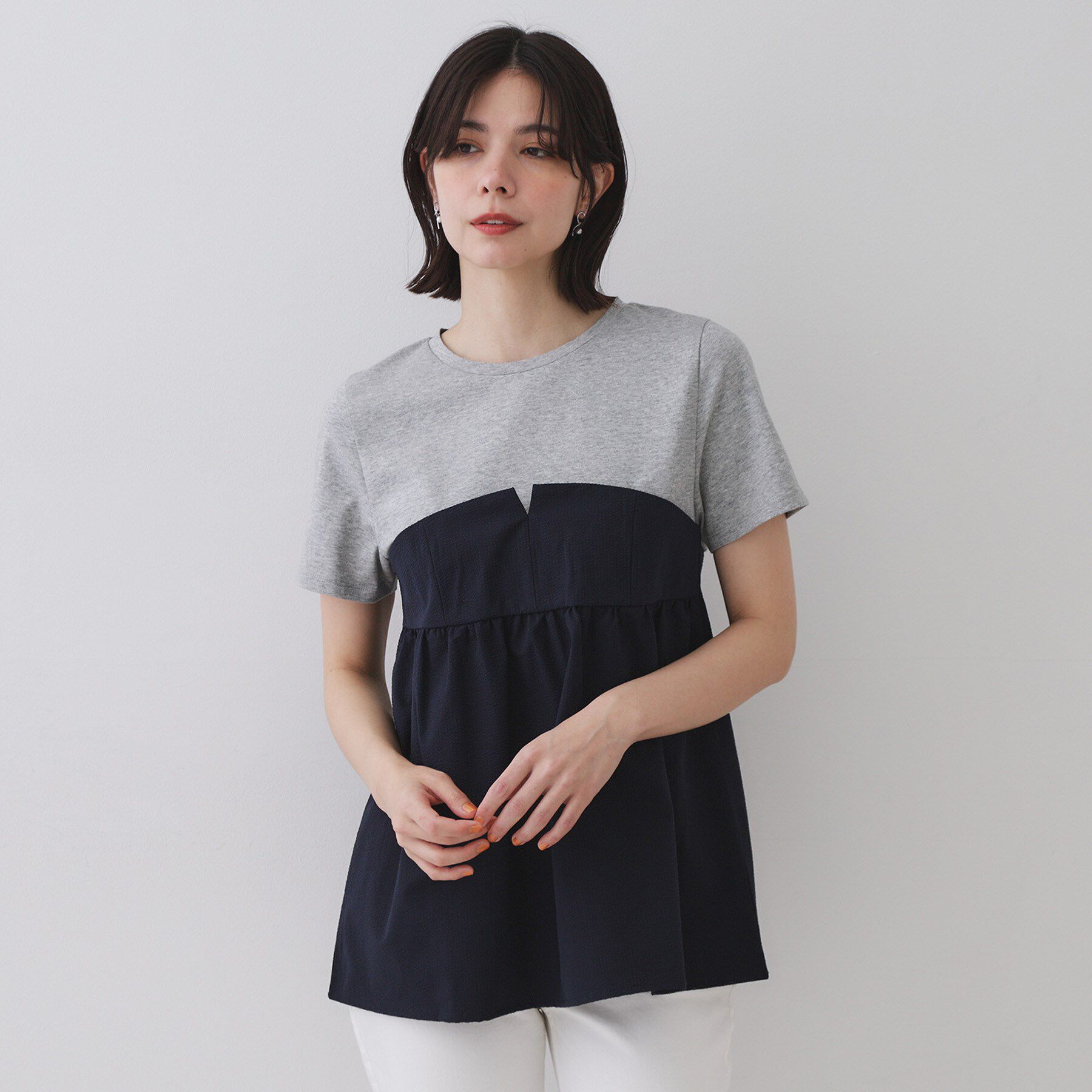 OPAQUE.CLIP「配色ビスチェドッキングカットソー【洗濯機洗い可】」|Tシャツ・カットソー|