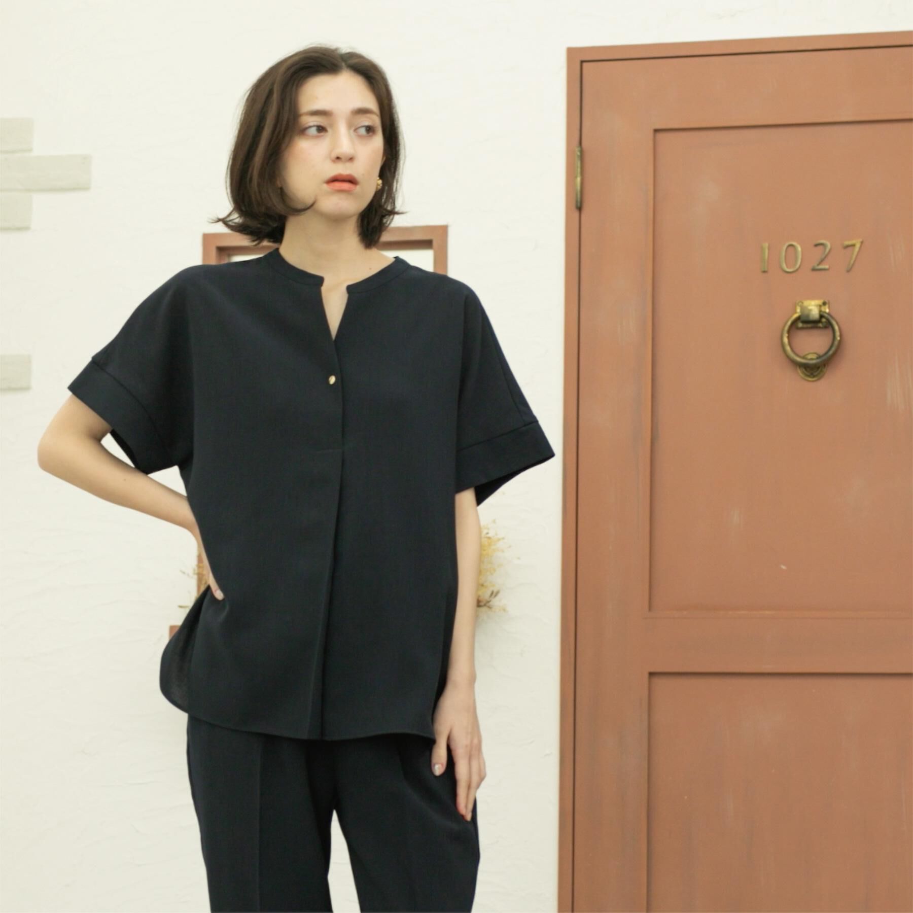 OPAQUE.CLIP「スキッパーブラウス【防シワ/ストレッチ/洗濯機OK】《5色展開/SS-LLサイズ/セットアップ対応》」|シャツ・ブラウス|