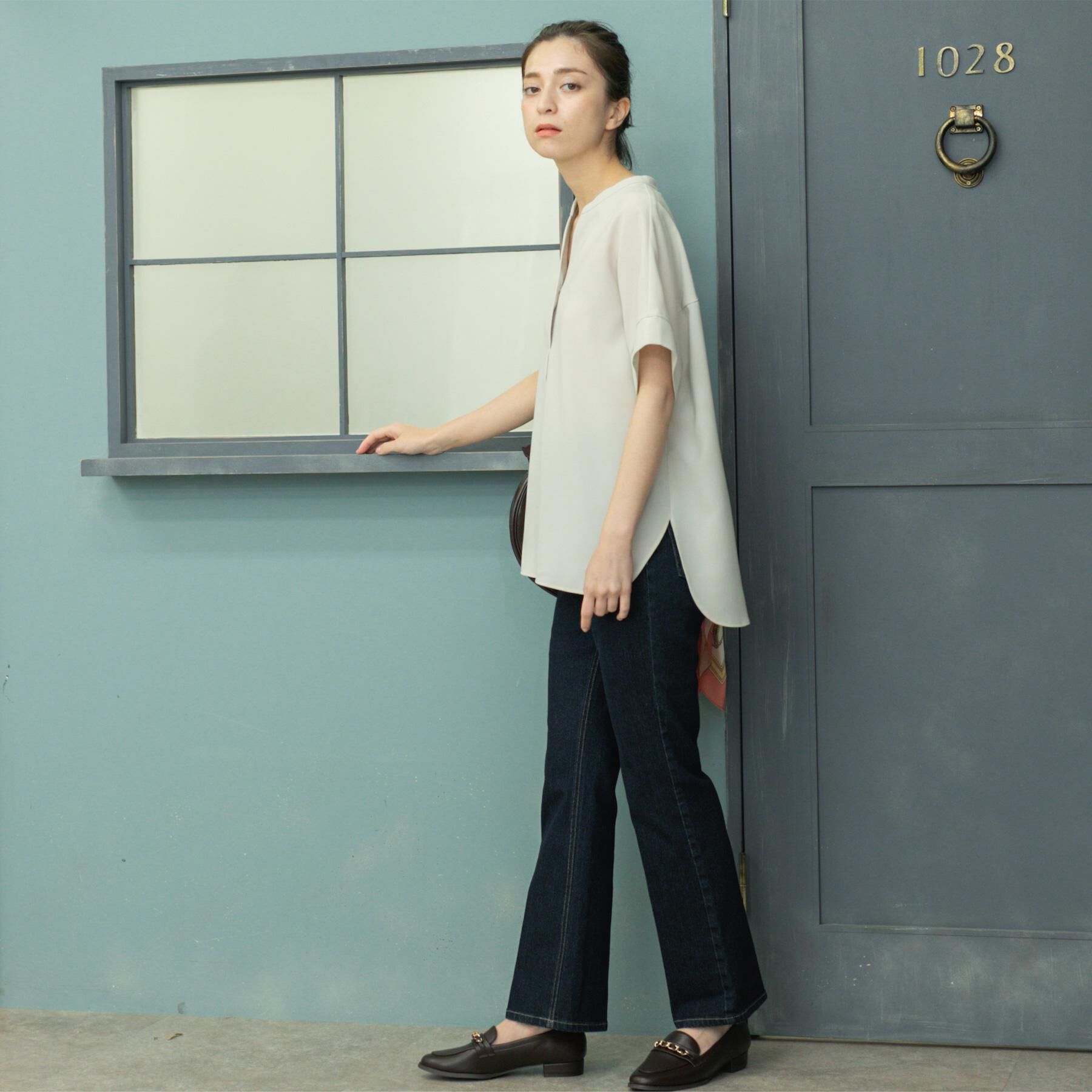 OPAQUE.CLIP「スキッパーブラウス【防シワ/ストレッチ/洗濯機OK】《5色展開/SS-LLサイズ/セットアップ対応》」|シャツ・ブラウス|