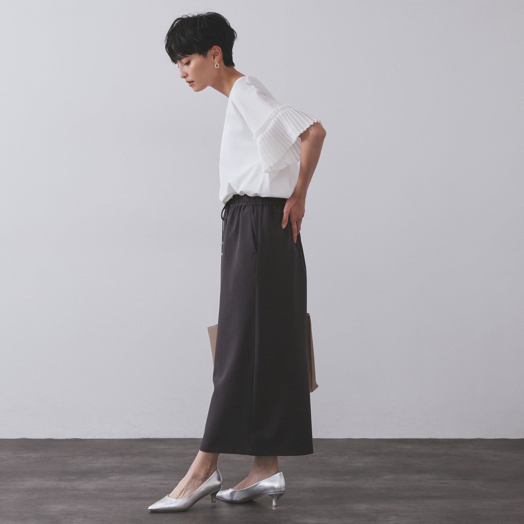 OPAQUE.CLIP「プリーツスリーブドッキングトップス【洗濯機洗い可】」|Tシャツ・カットソー|