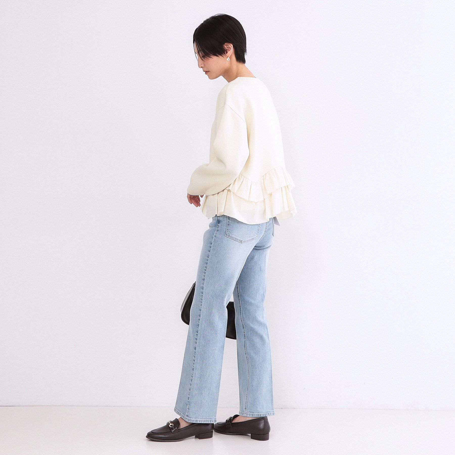 OPAQUE.CLIP「ストレッチセミフレアデニム【洗濯機洗い可】《SS～LL》」|デニム|