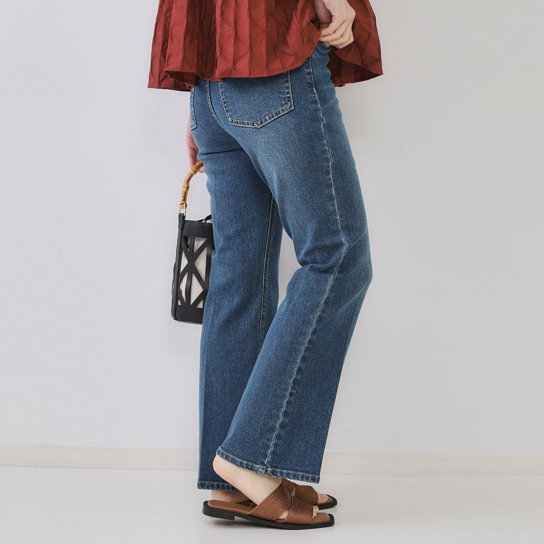 OPAQUE.CLIP「ストレッチセミフレアデニム【洗濯機洗い可】《SS～LL》」|デニム|