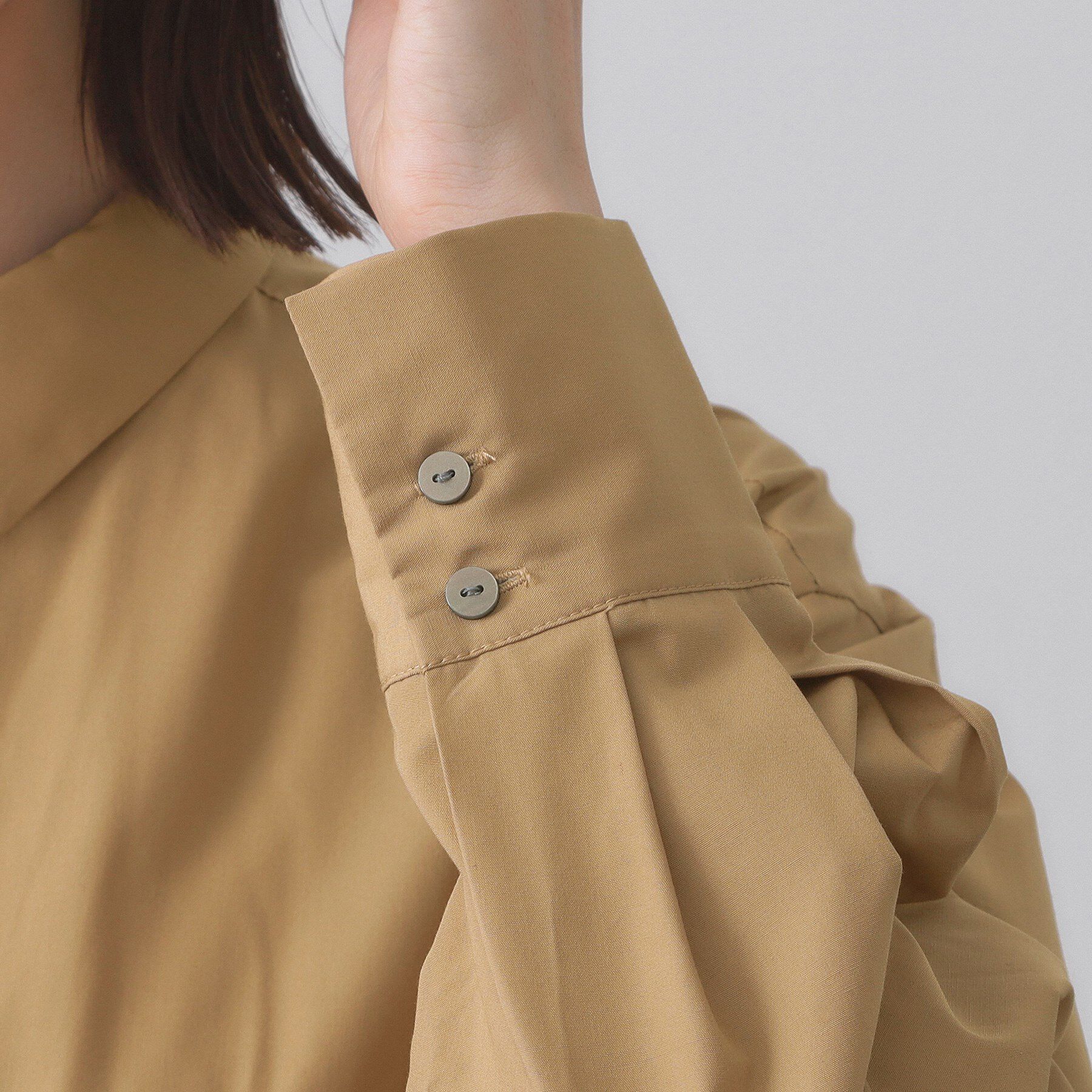 OPAQUE.CLIP「シャーリングフィット＆フレアシャツワンピース【洗濯機洗い可】」|ワンピース|