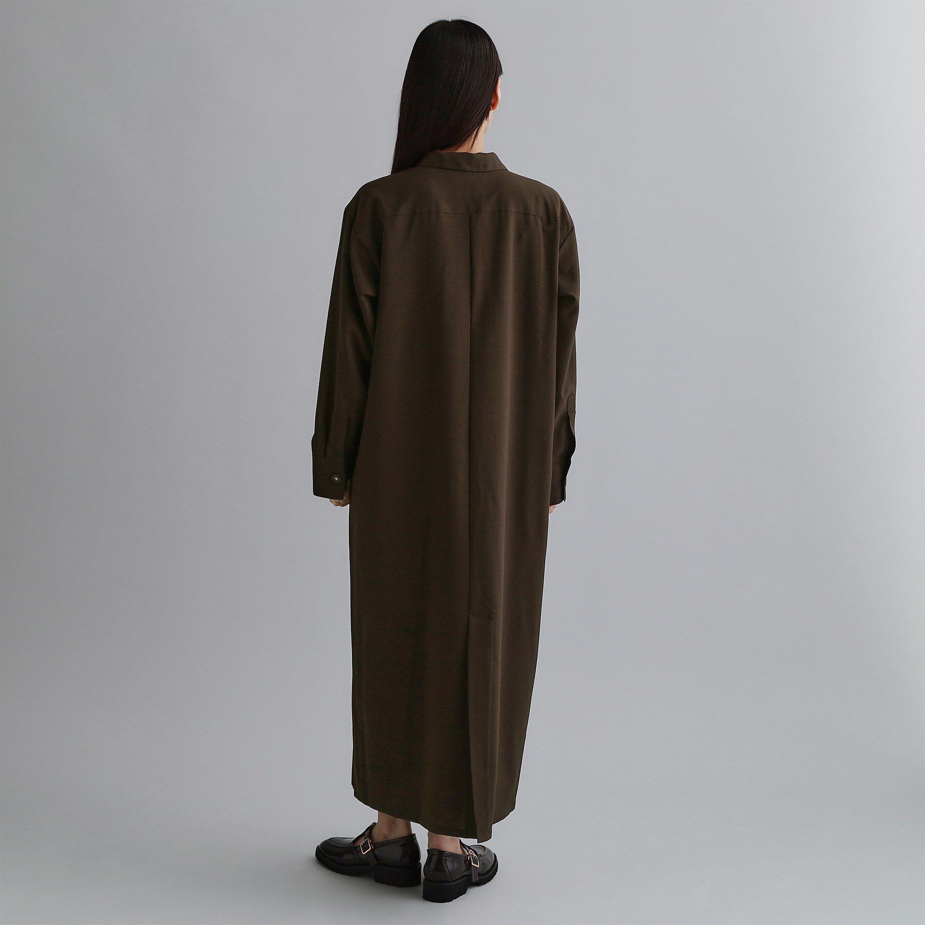 OPAQUE.CLIP「【es】ダブルポケットロングシャツワンピース【洗濯機OK】」|ワンピース|