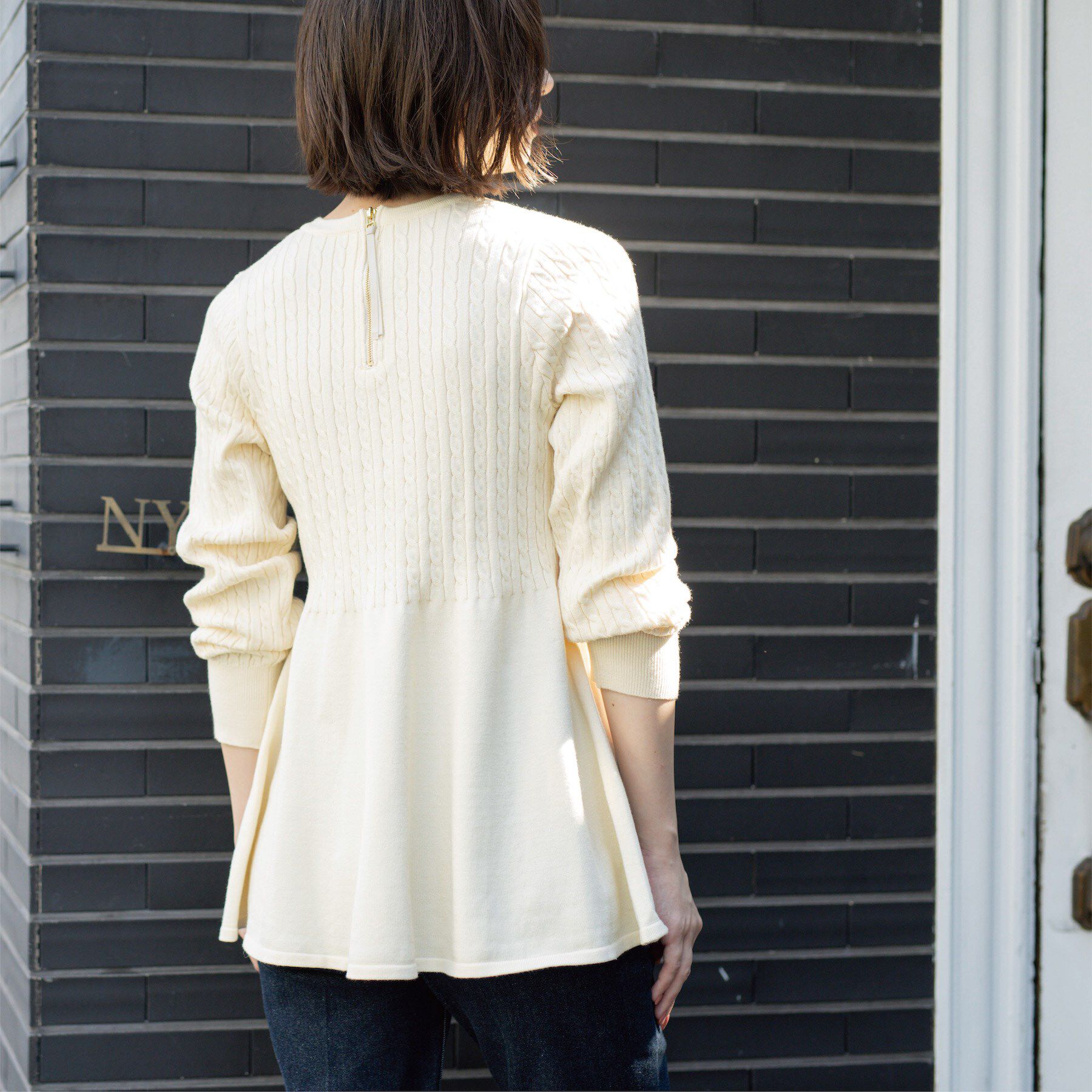 OPAQUE.CLIP「ミニケーブル切替ペプラムニット」|ニット・セーター|