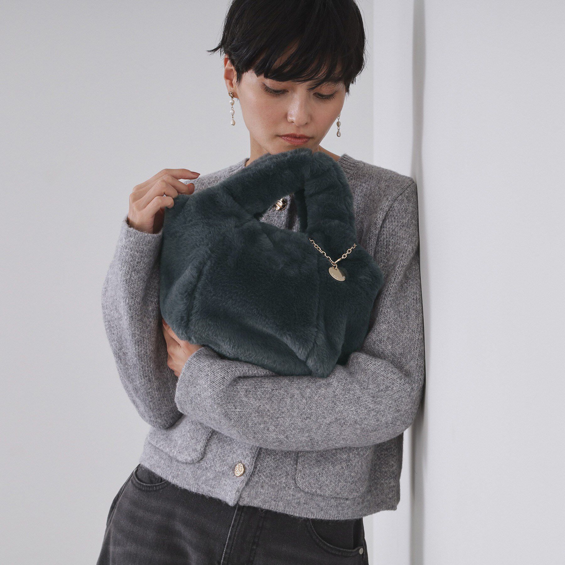 OPAQUE.CLIP「【2WAY】フェイクファーミドルトートバッグ」|トートバッグ|