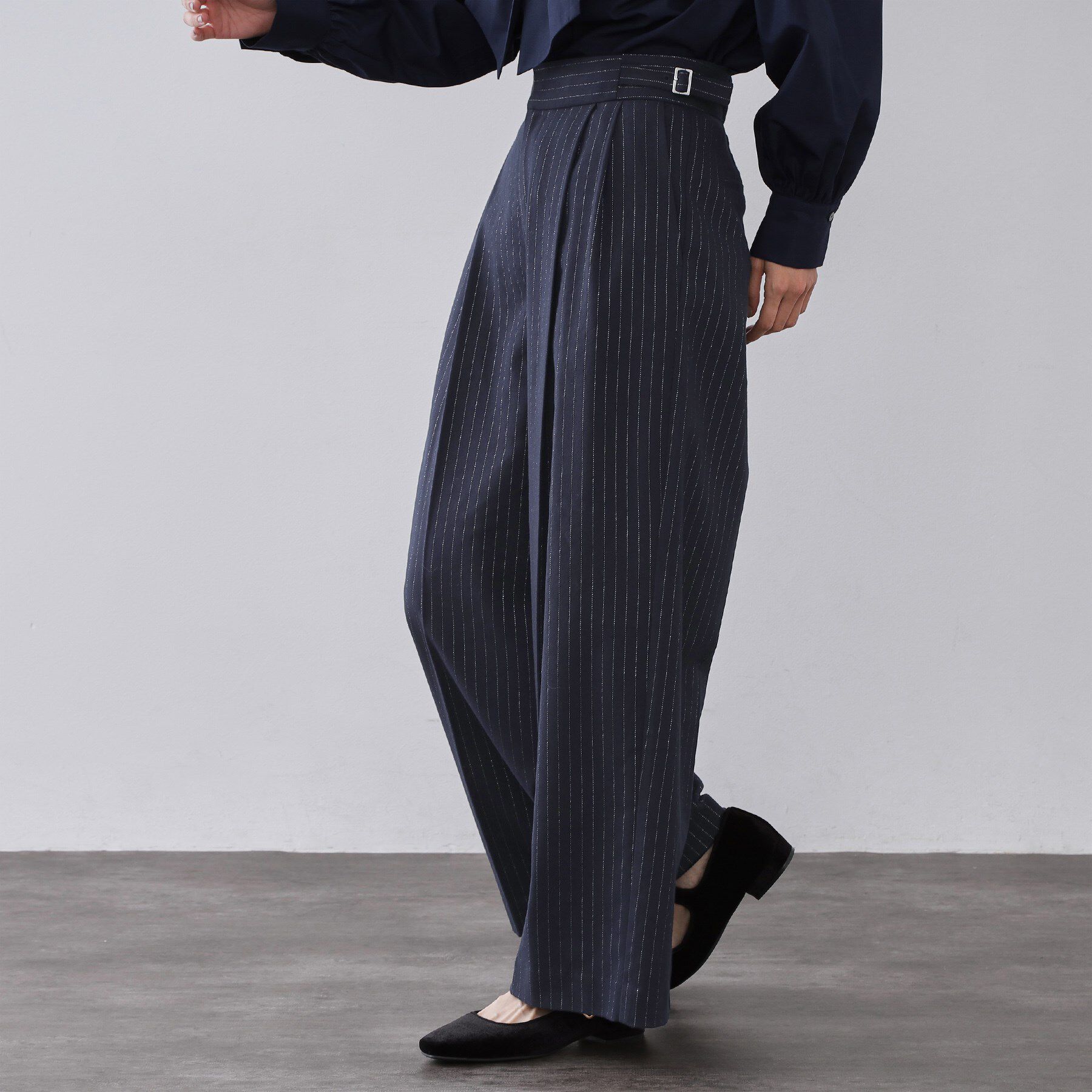 OPAQUE.CLIP「ラメストライプワイドパンツ【洗濯機OK】」|その他|