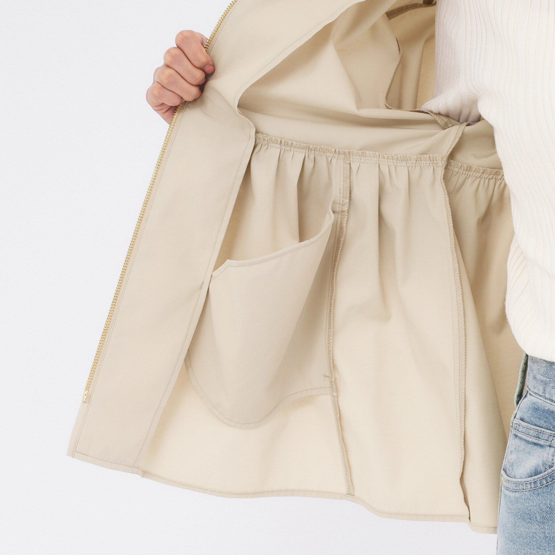 OPAQUE.CLIP「撥水ノーカラーペプラムブルゾン【洗濯機OK/抗ピル】」|ブルゾン・スタジャン|