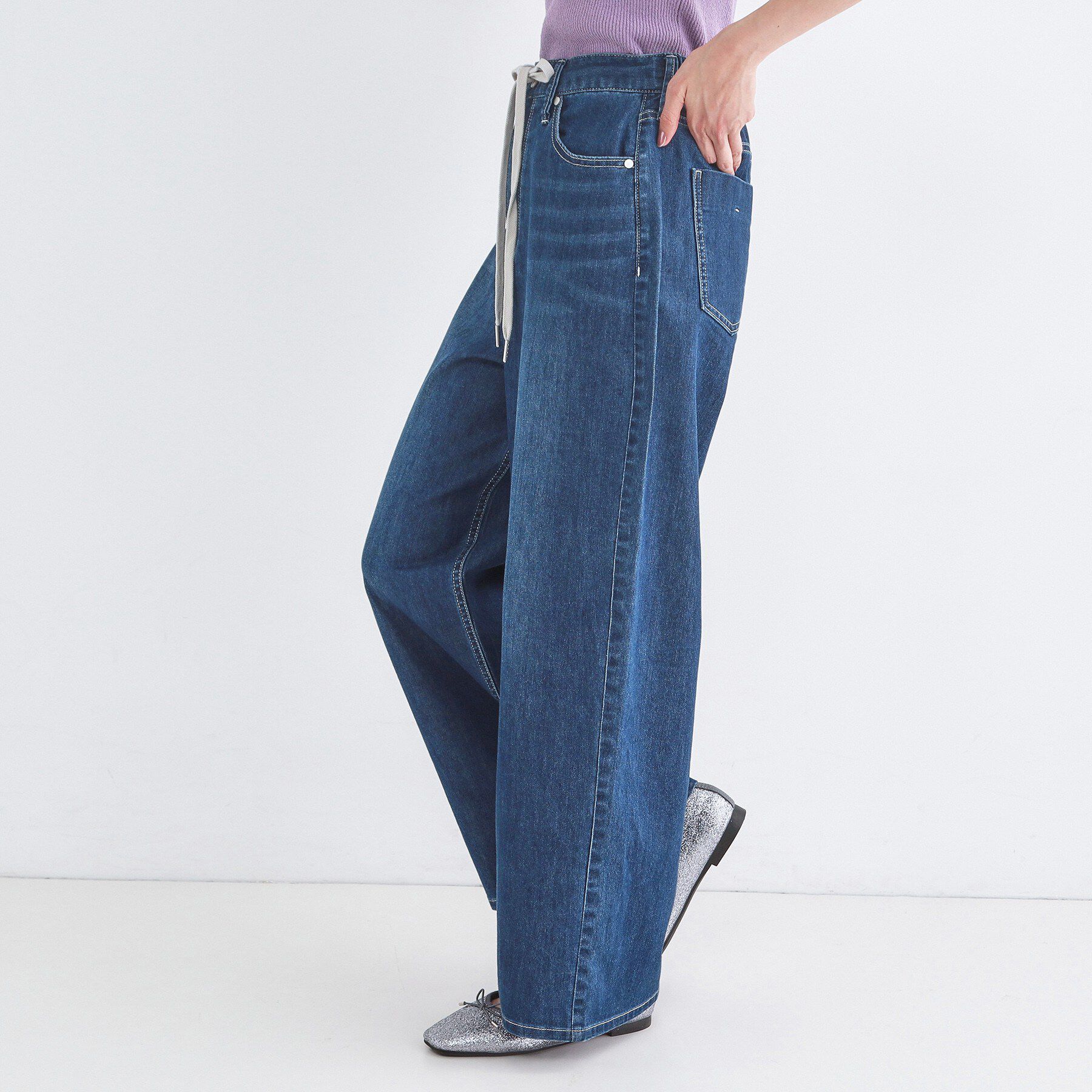 OPAQUE.CLIP「ライトオンスデニムイージーワイドパンツ【洗濯機OK】」|デニム|