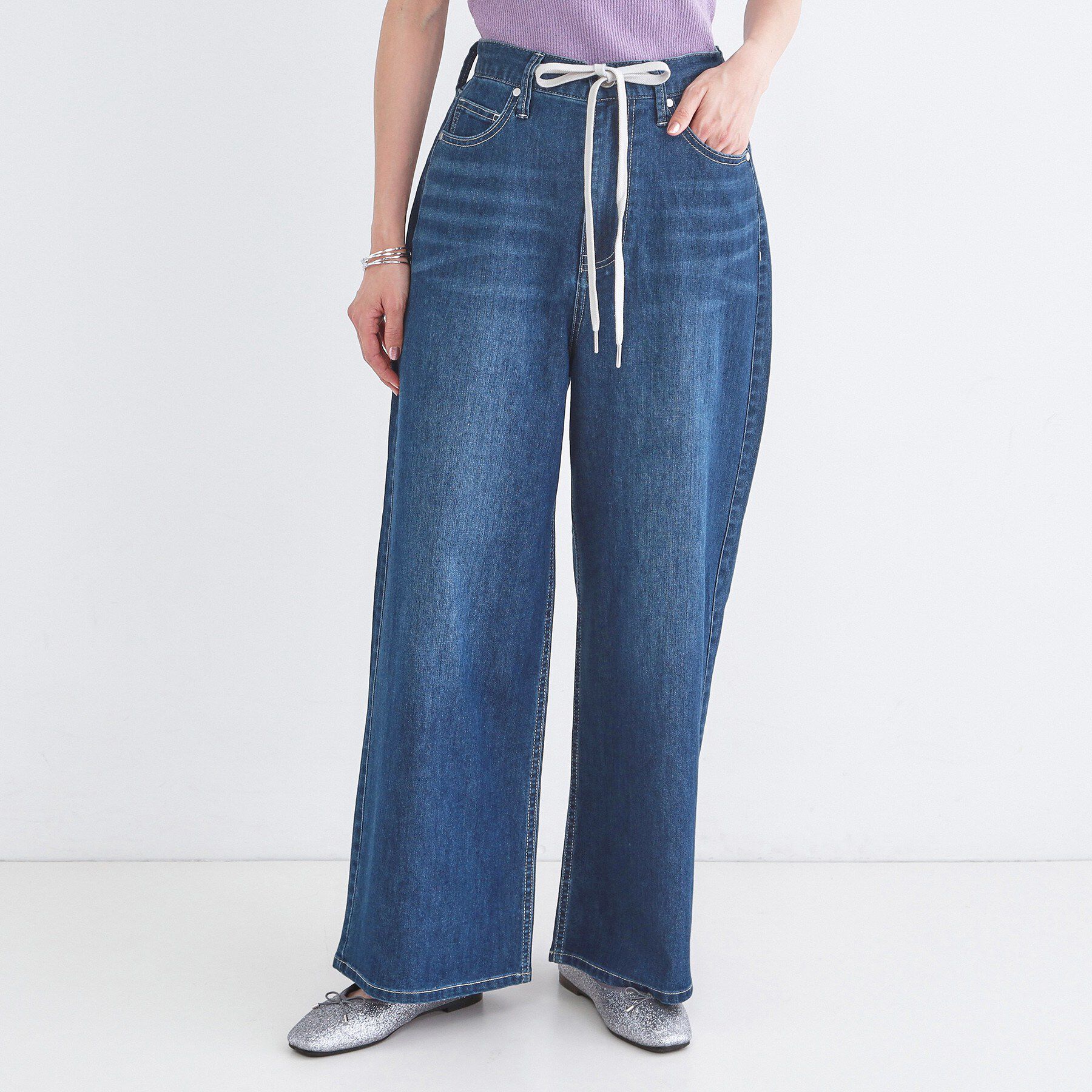 OPAQUE.CLIP「ライトオンスデニムイージーワイドパンツ【洗濯機OK】」|デニム|