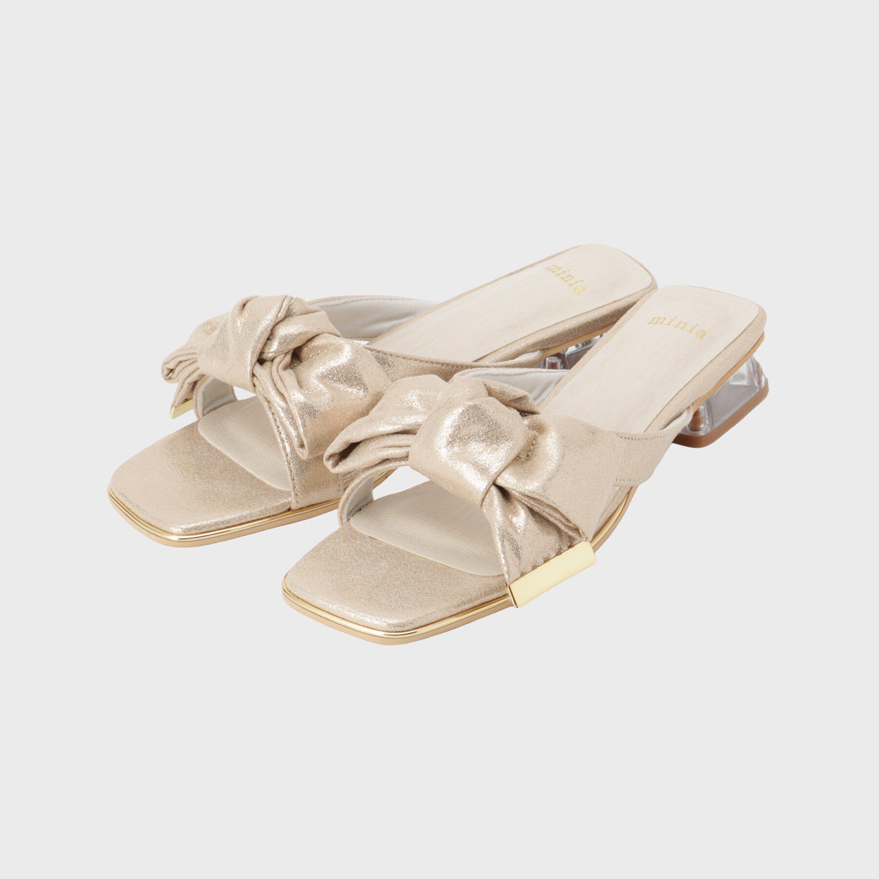 Couture broach「リボンクリアヒールサンダル」|サンダル|ゴールド(007)
