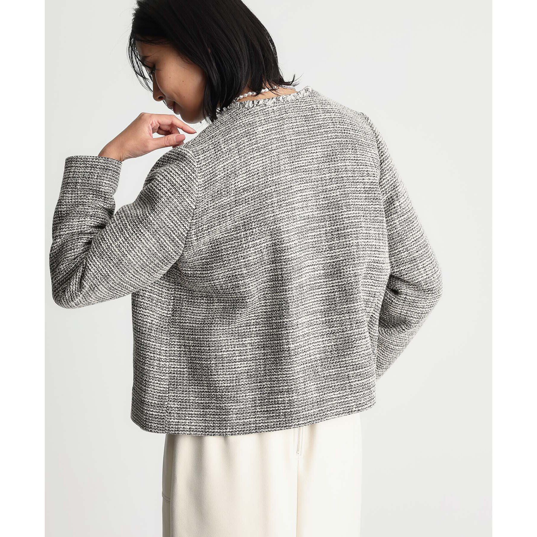 THE SHOP TK「【ONOFF活躍/セレモニー/通勤】ツイードノーカラージャケット/洗える」|ノーカラージャケット|