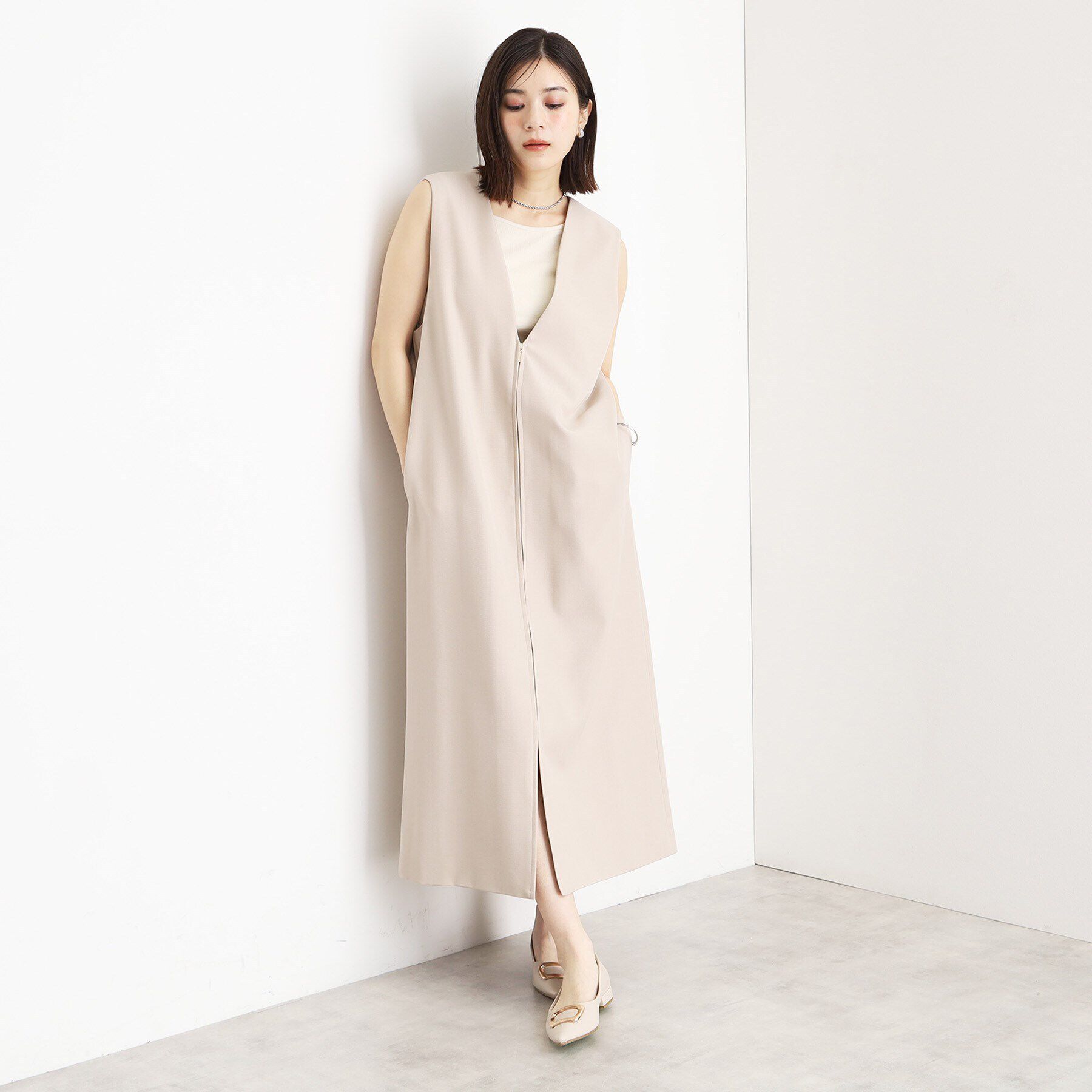 THE SHOP TK「2WAYジップジャンスカ【洗える】」|ワンピース|グレージュ(050)